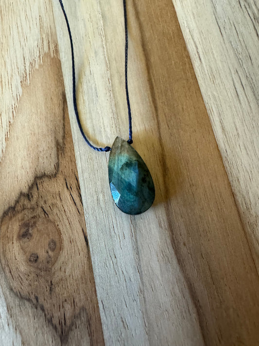 Dainty Multi Color Flash Faceted Labradorite floating Minimalist Pendant Necklace ~ Sterling Silver Clasp