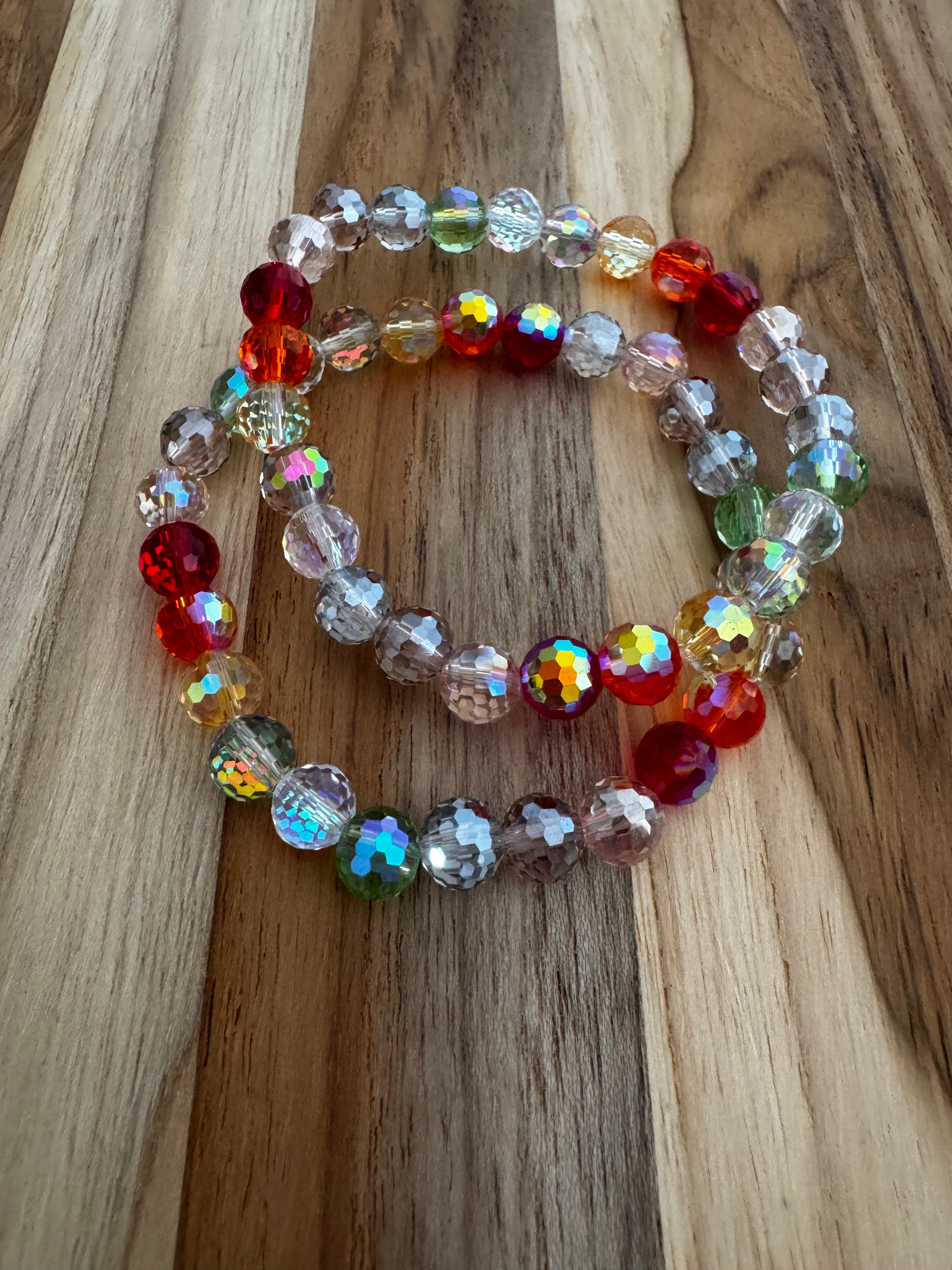 Multi-colored Crystal Stretch Bracelet with AB Finish ~ 7”
