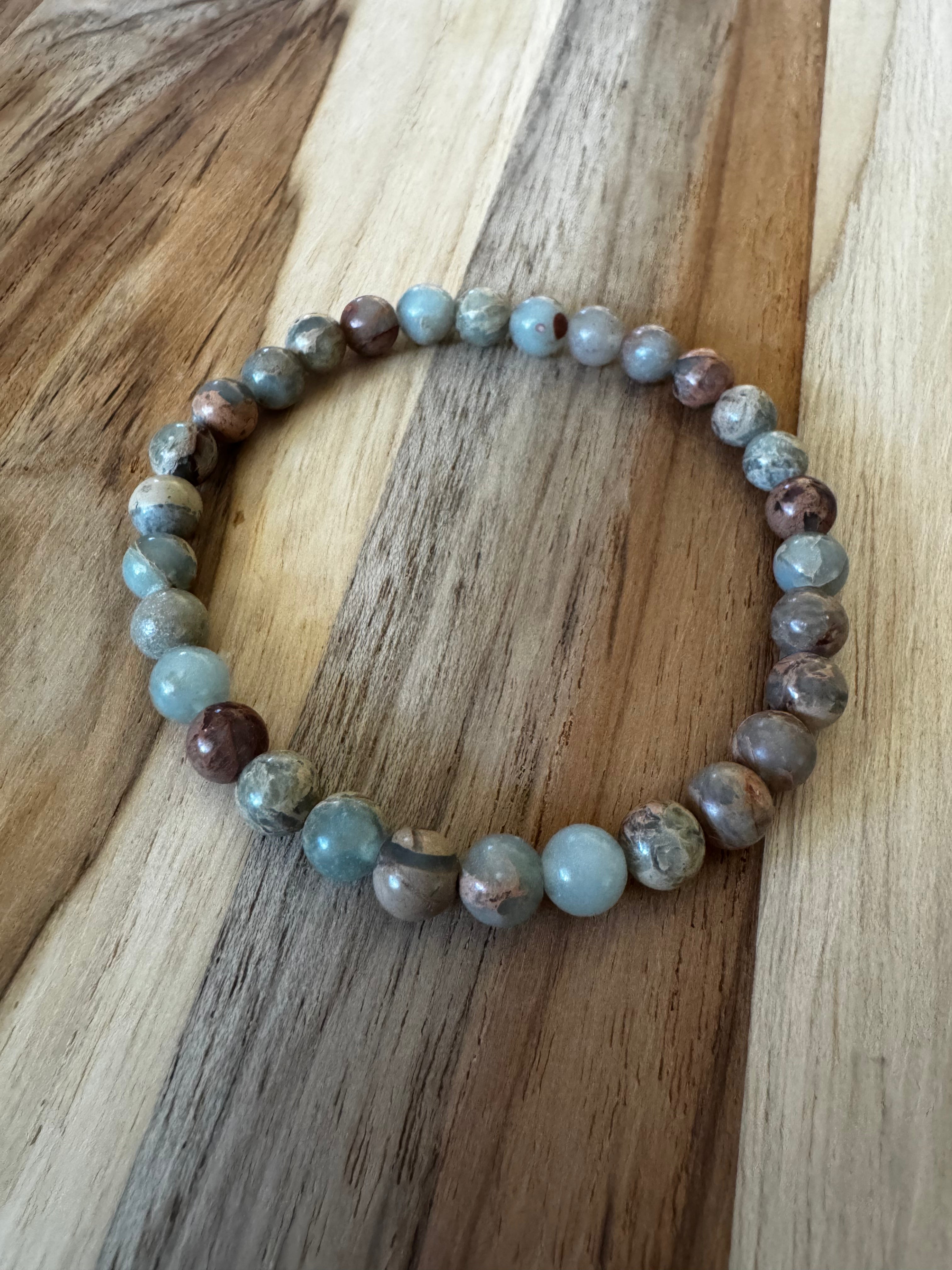 Dainty Shoushan Stone Stretch Bracelet ~ 6.5”