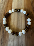 Tigereye and Mother of Pearl Stretch Bracelet