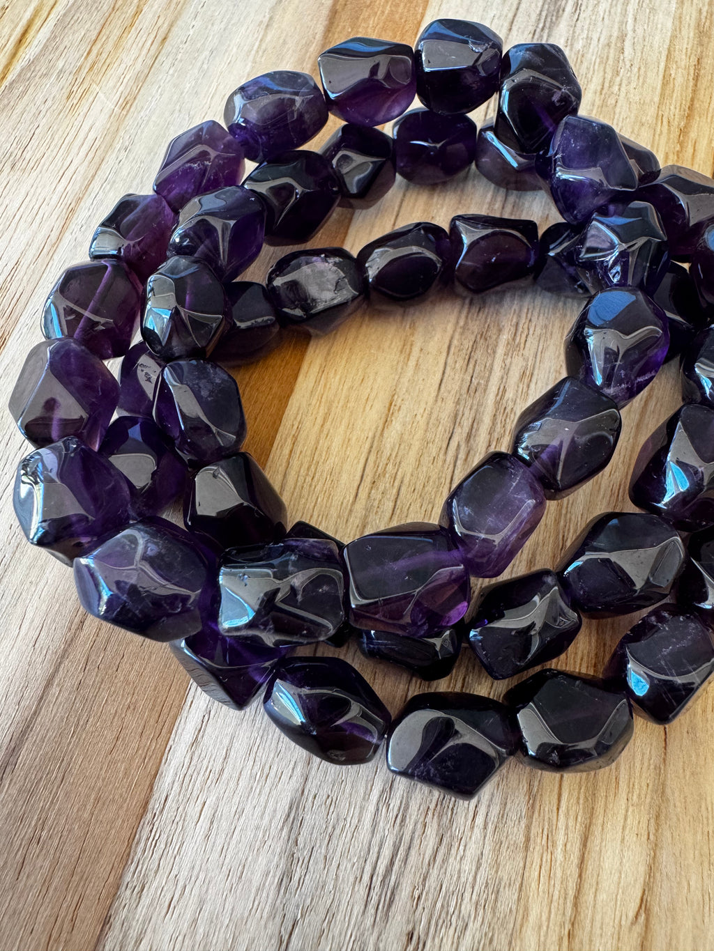 Chunky Dark Purple Amethyst Stretch Bracelet