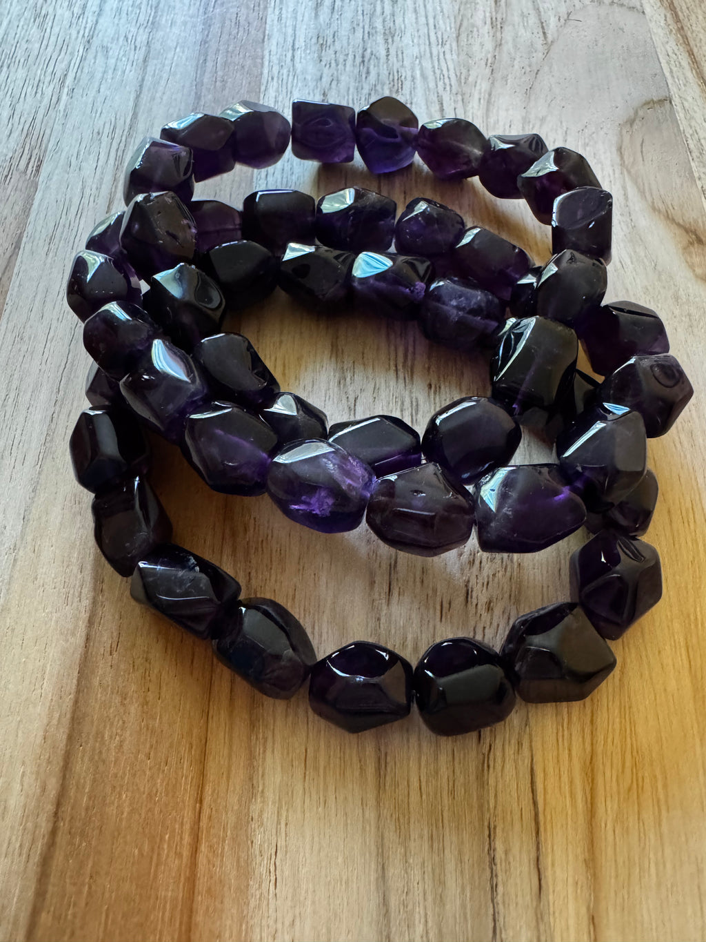 Chunky Dark Purple Amethyst Stretch Bracelet