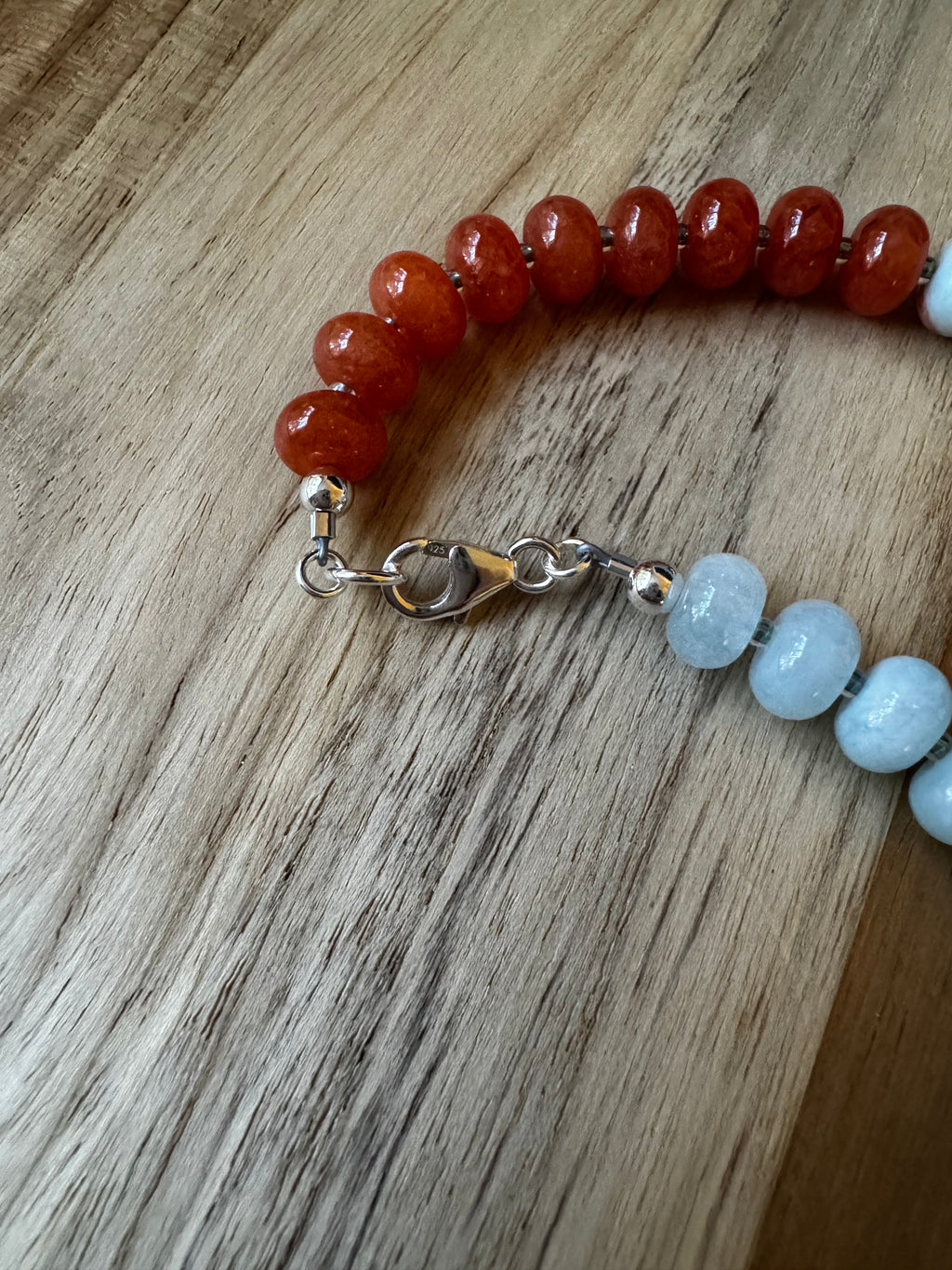 16” Mixed Gemstone Stone Candy Rondelle Necklace ~ Sterling Silver