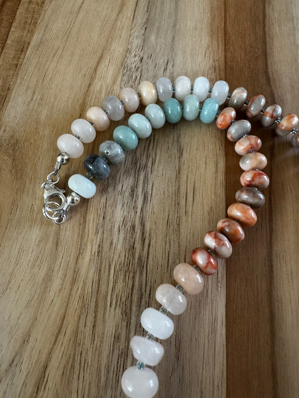 18” Mixed Gemstone Stone Candy Rondelle Beaded Necklace