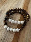 Tigereye Aromatherapy Diffuser Stretch Bracelet with Lava Stone
