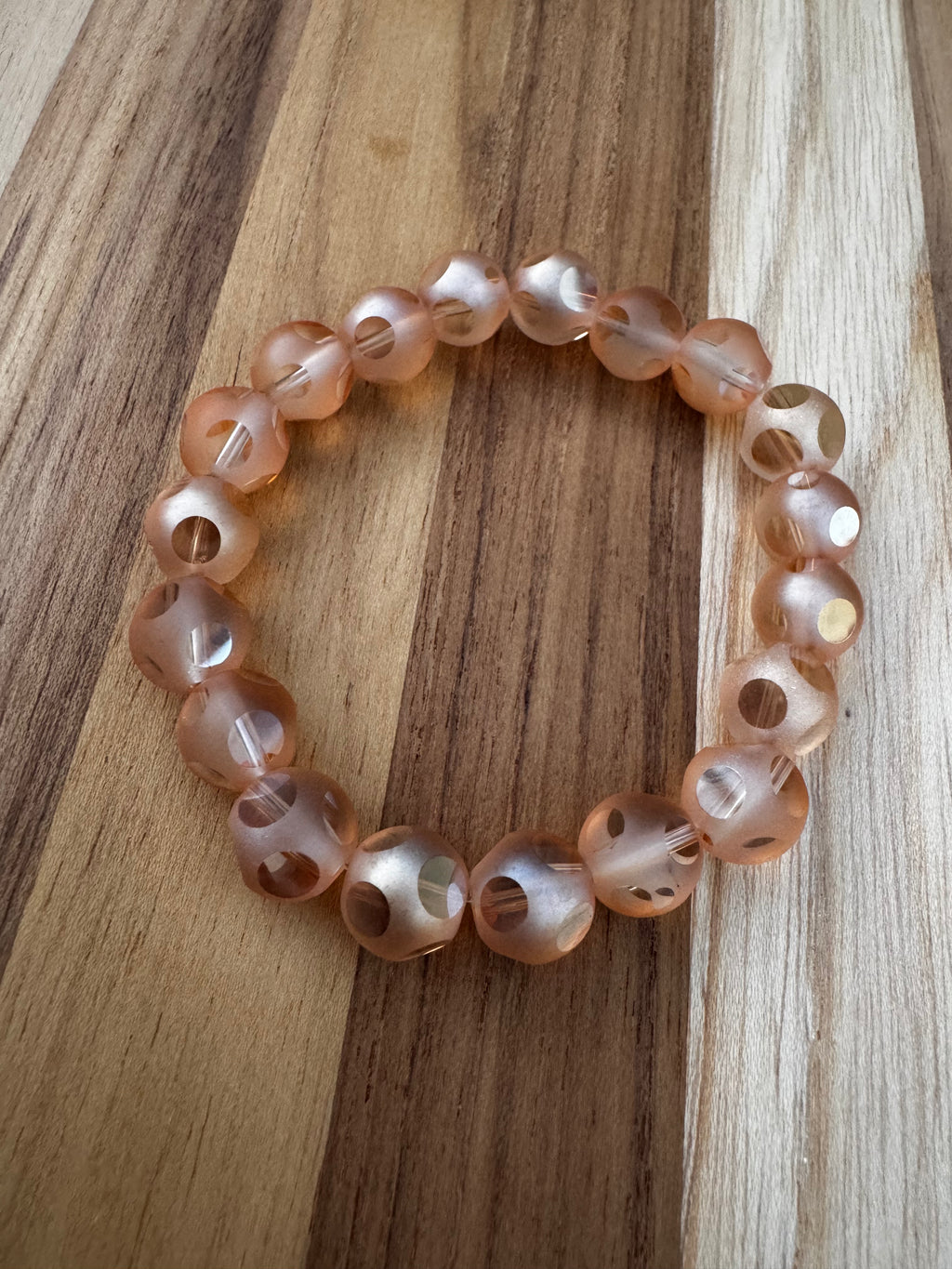 Etched Glass Beaded Stretch Bracelet