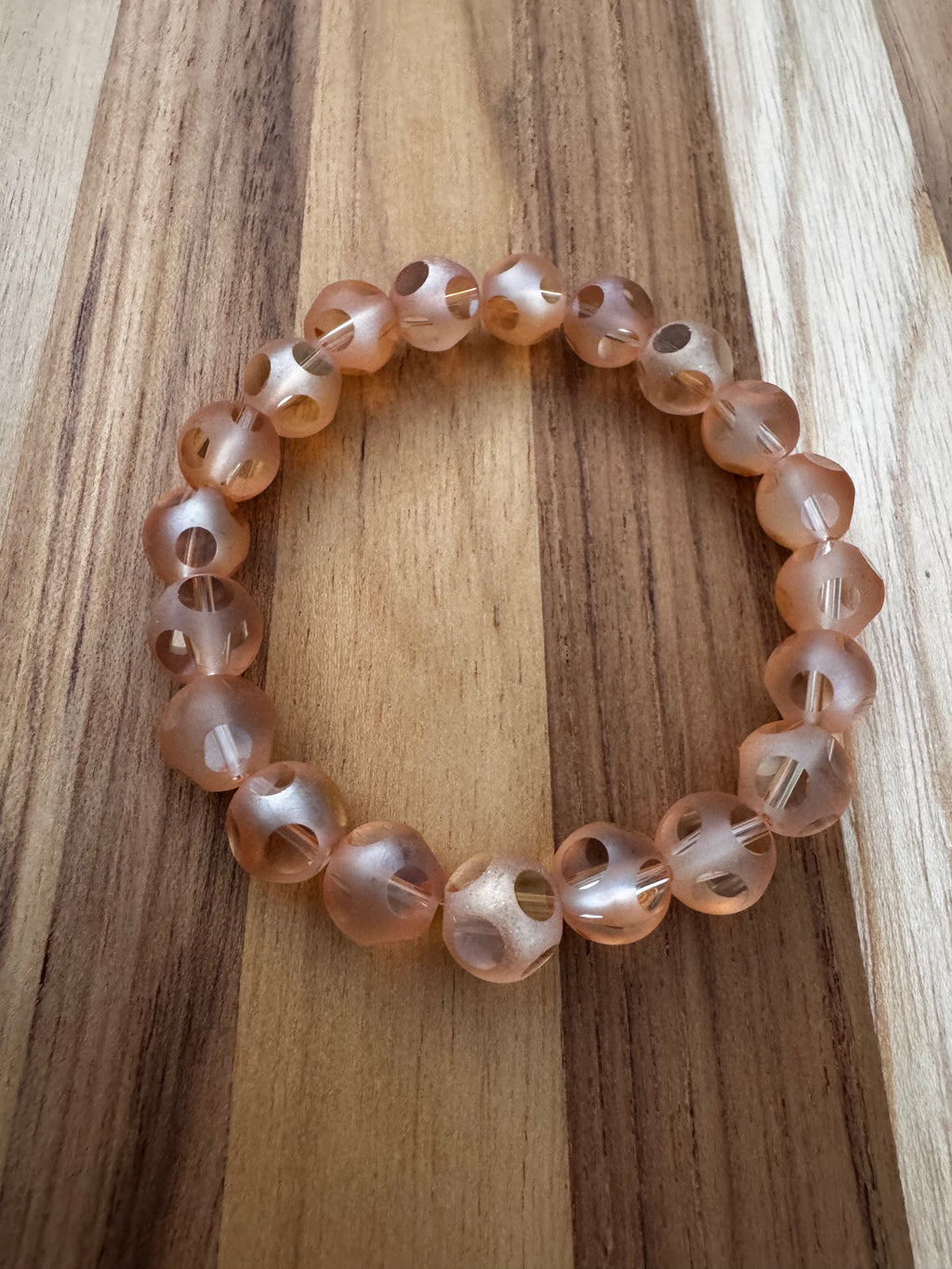 Etched Glass Beaded Stretch Bracelet