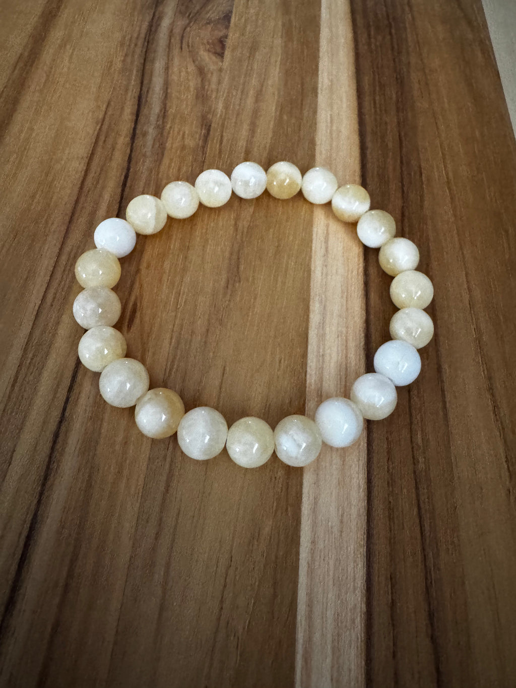 Yellow/White Jade Stretch Bracelet