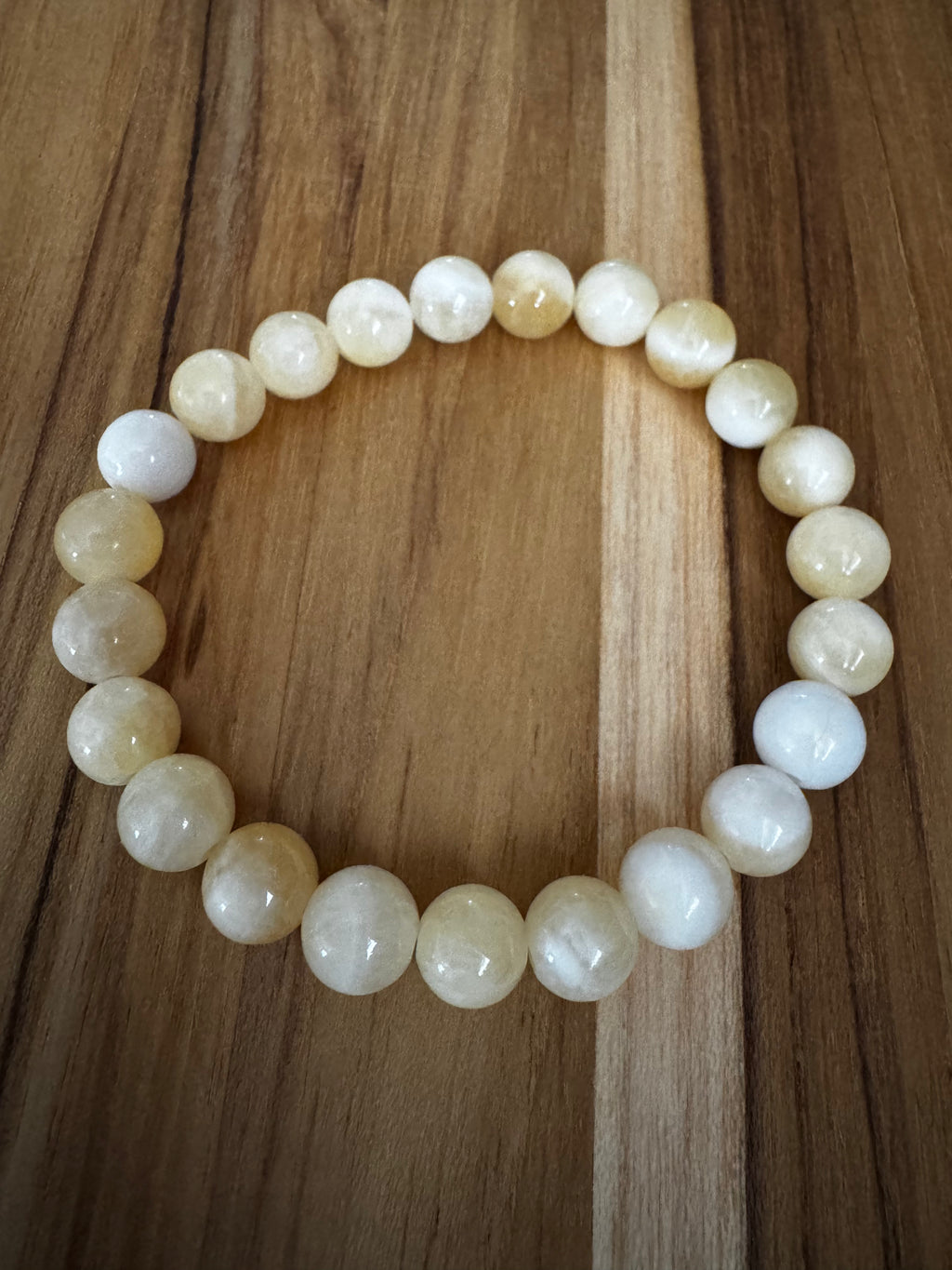 Yellow/White Jade Stretch Bracelet