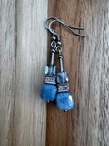 Blue Quartz Candy Cube Dangle Earrings ~ Stainless steel