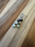Dainty Stacked Amazonite Stainless Steel Fishhook Dangle Earrings