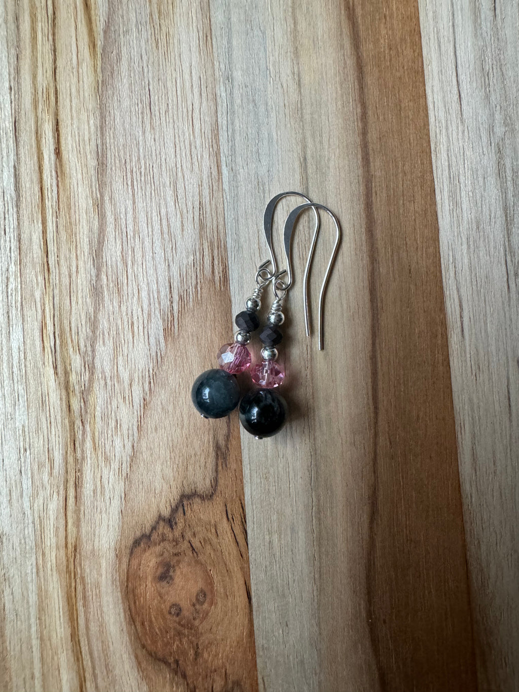 Eagle Eye Stone Silver Plated Dangle Earrings with Crystal Beads - My Urban Gems