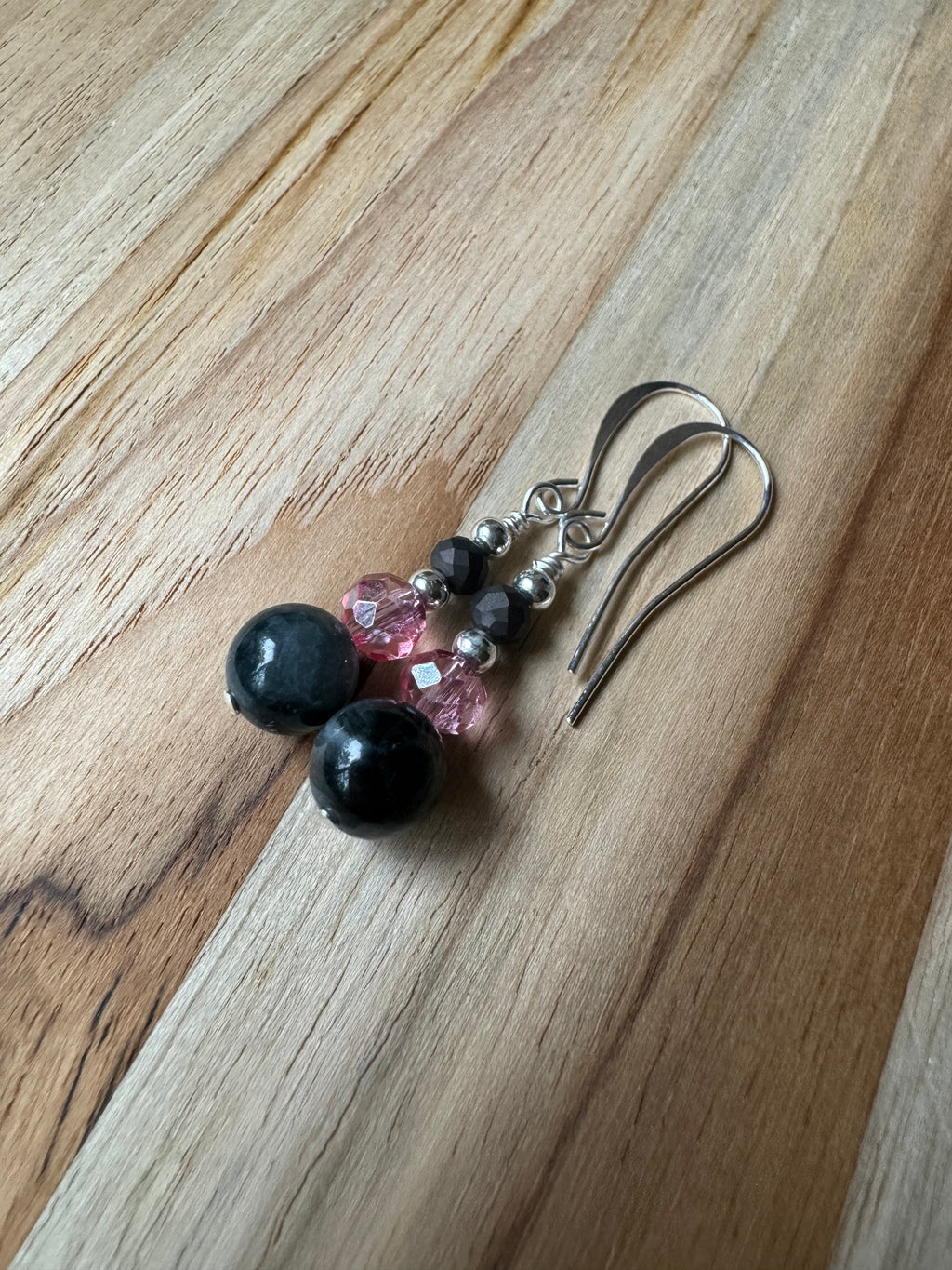 Eagle Eye Stone Silver Plated Dangle Earrings with Crystal Beads - My Urban Gems