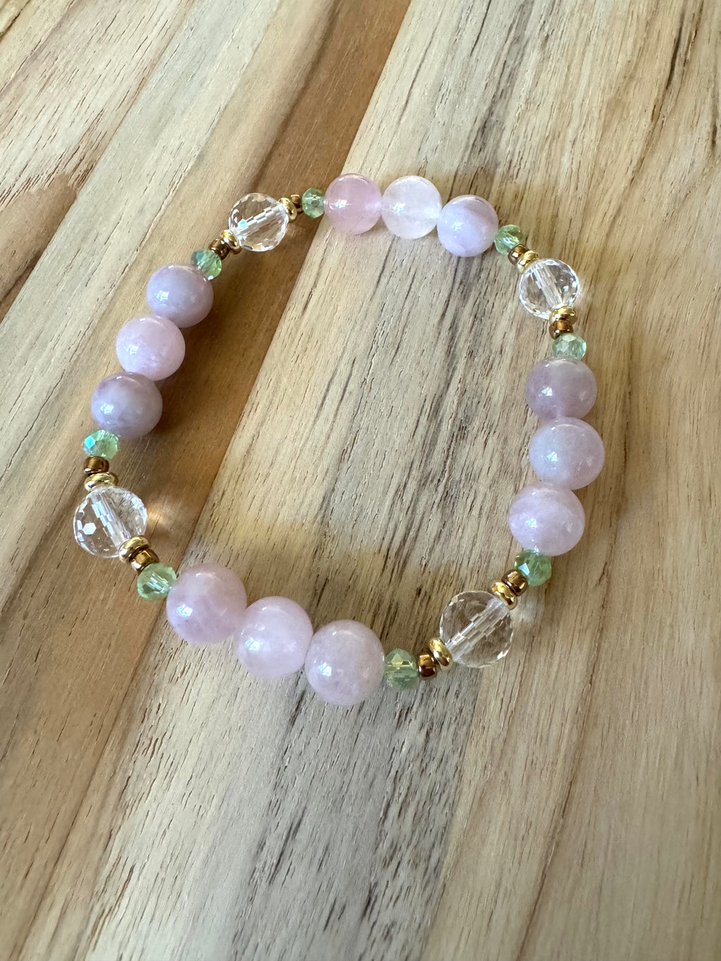 Madagascar Rose Quartz and Clear Quartz Stretchy Bracelet