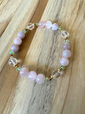 Madagascar Rose Quartz and Clear Quartz Stretchy Bracelet