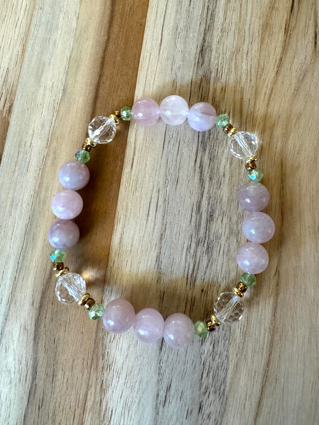 Madagascar Rose Quartz and Clear Quartz Stretchy Bracelet