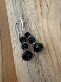 Black Cryastal Glass Dangle Earrings with Crystal Rondelle and Filigree Bead Caps - My Urban Gems