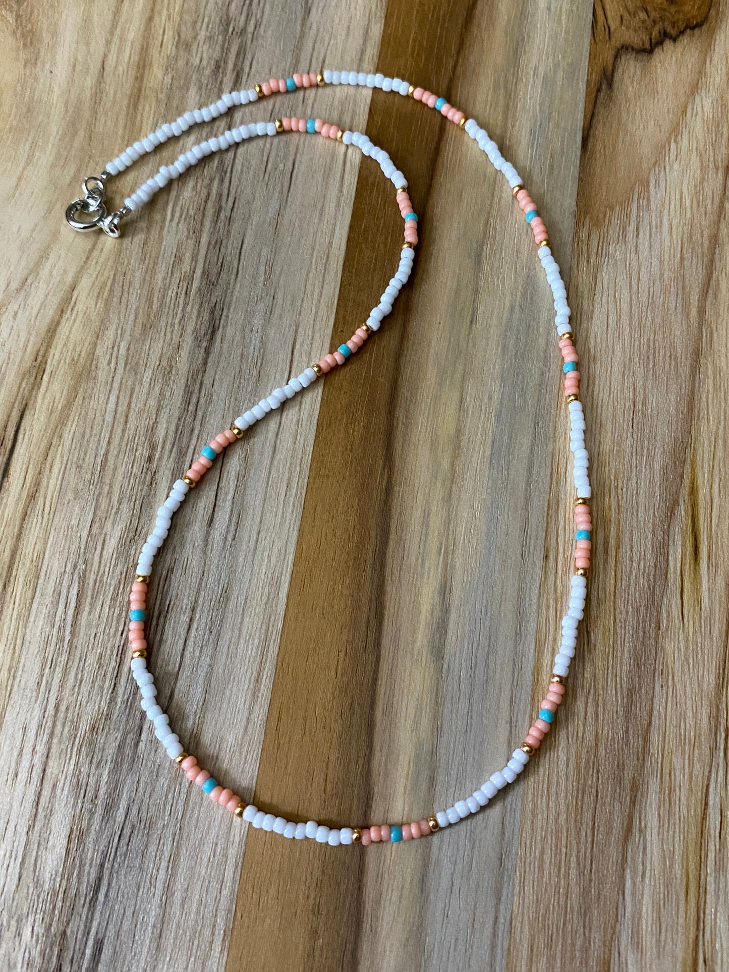 Dainty Minimalist White Seed Bead Beaded Necklace