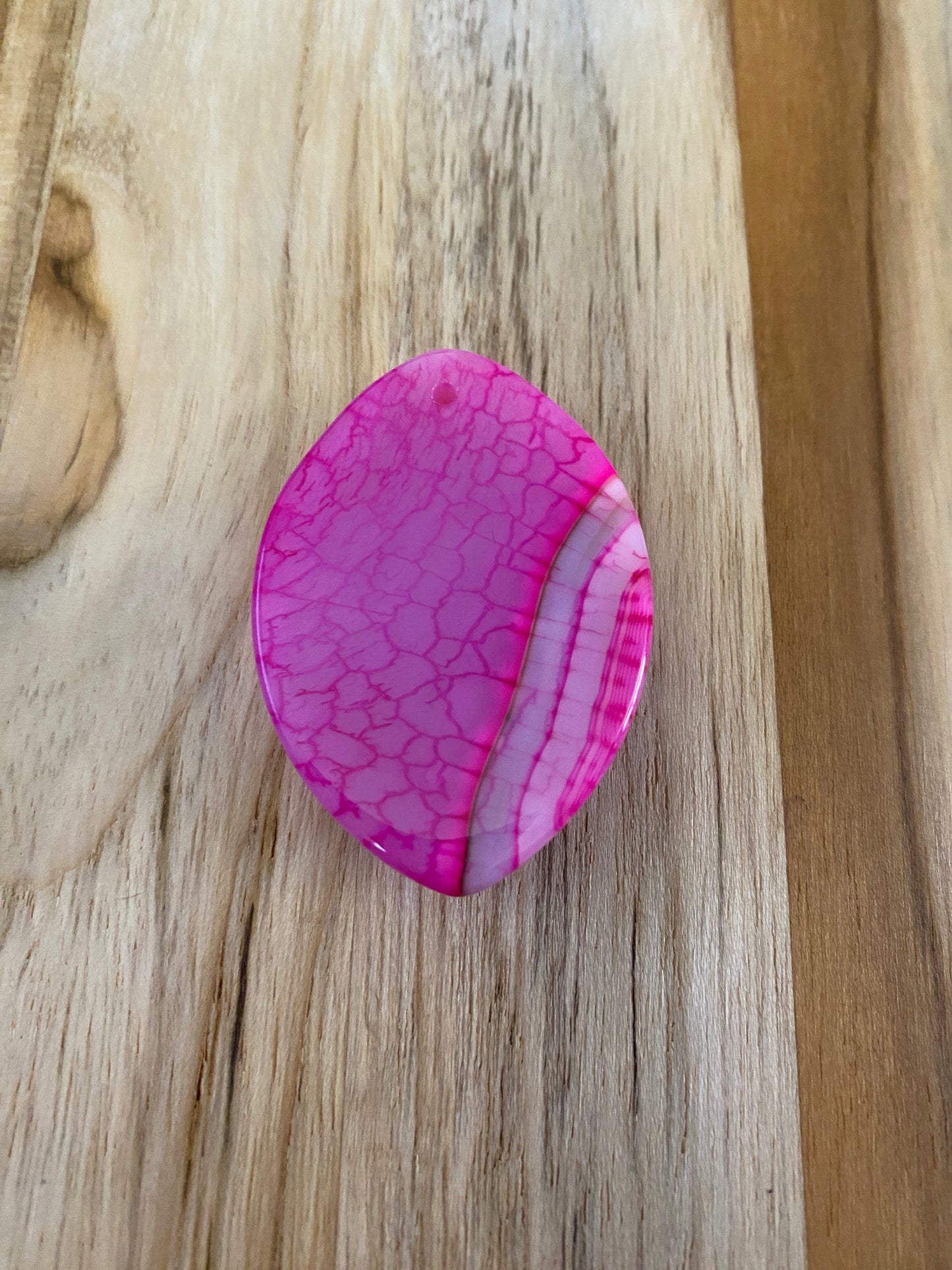 Marquis Shaped Agate Pendant Bead Pink
