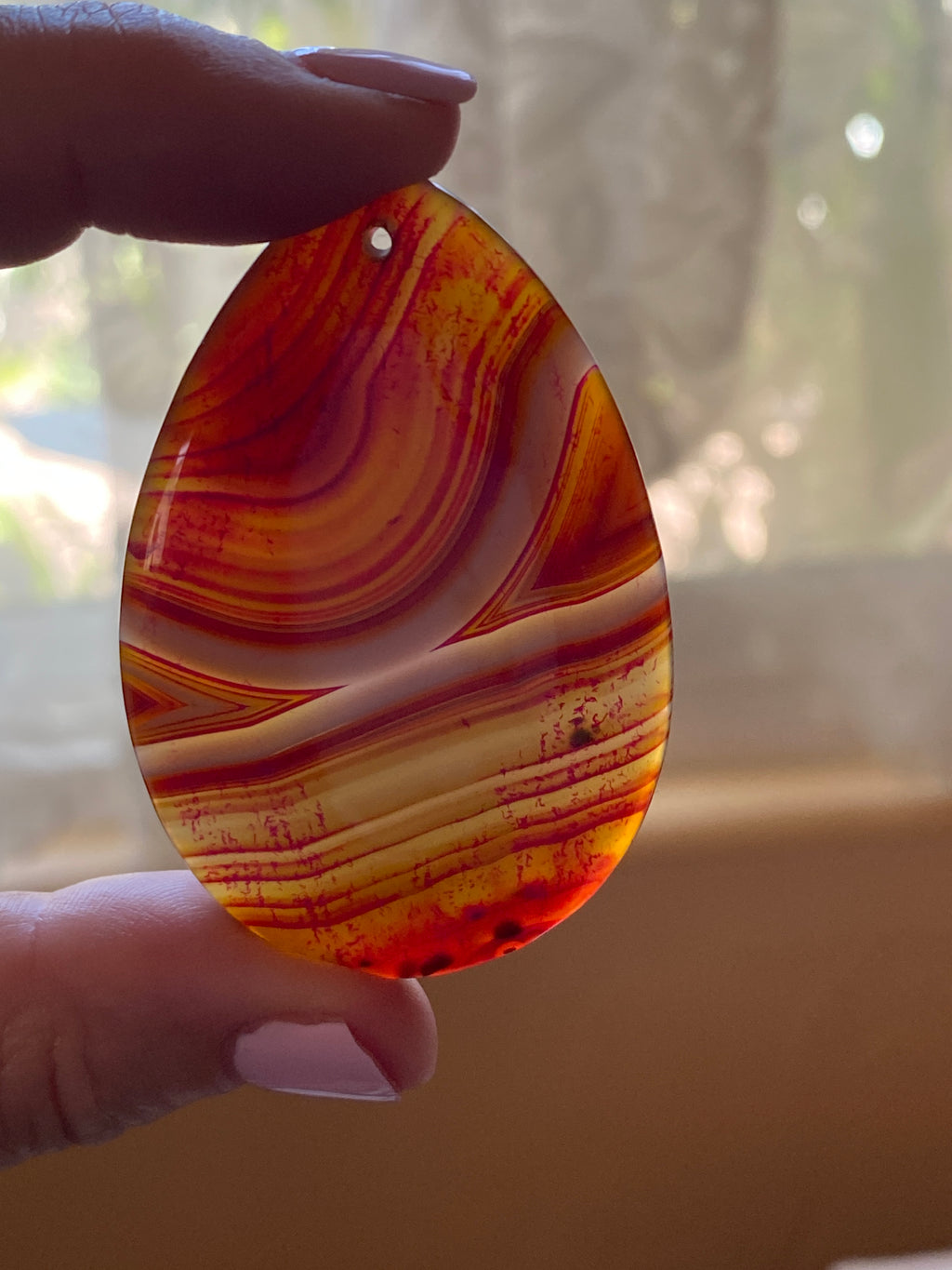 Teardrop Shape Agate Pendant Bead Dark Rose