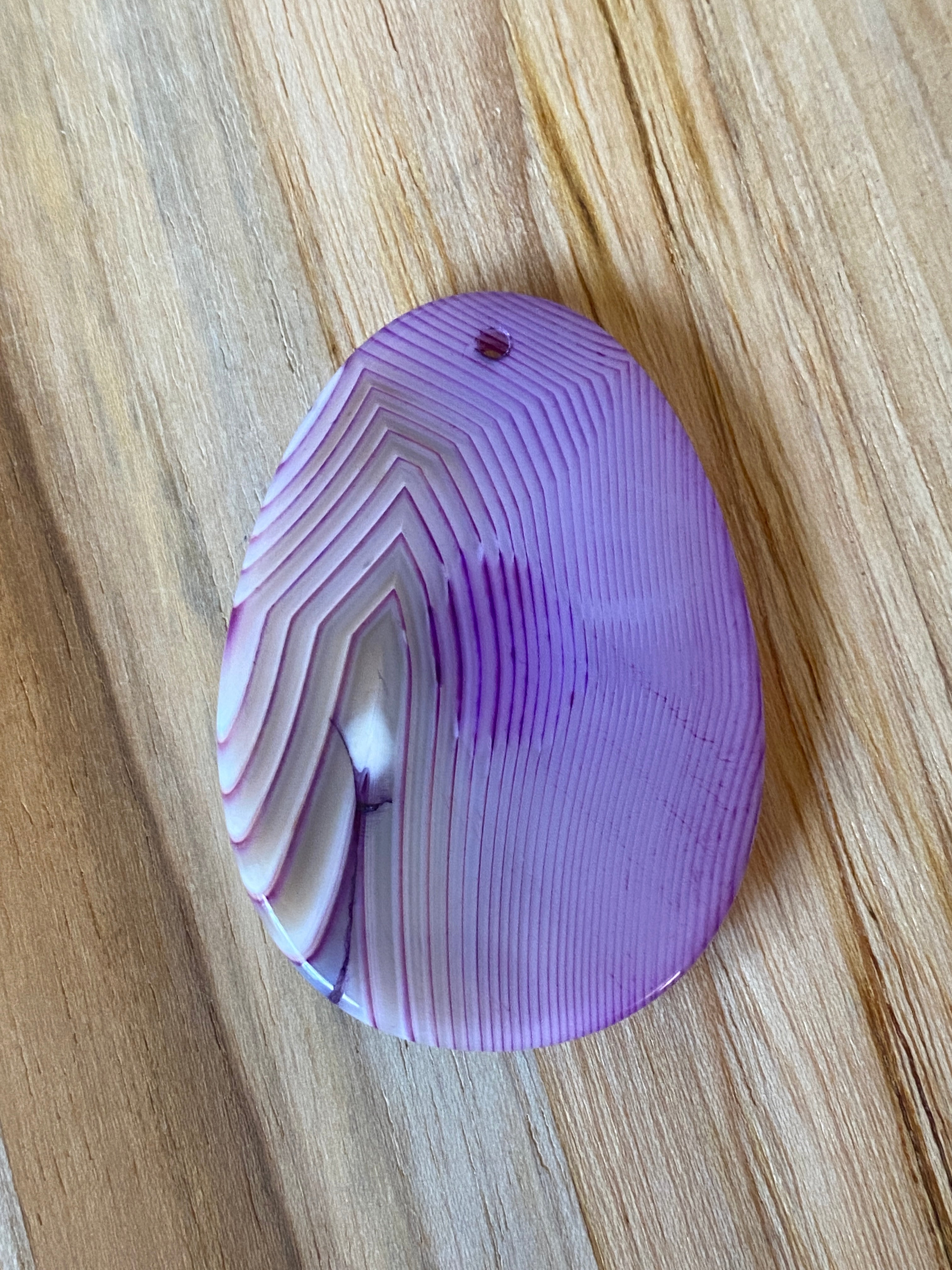 Oval Shaped Agate Pendant Bead Purple