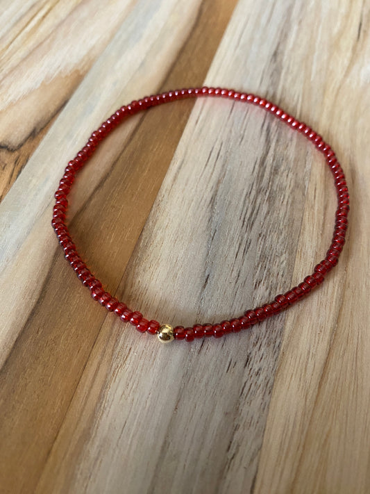 Dainty Seed Bead Ankle Bracelet Anklet Red