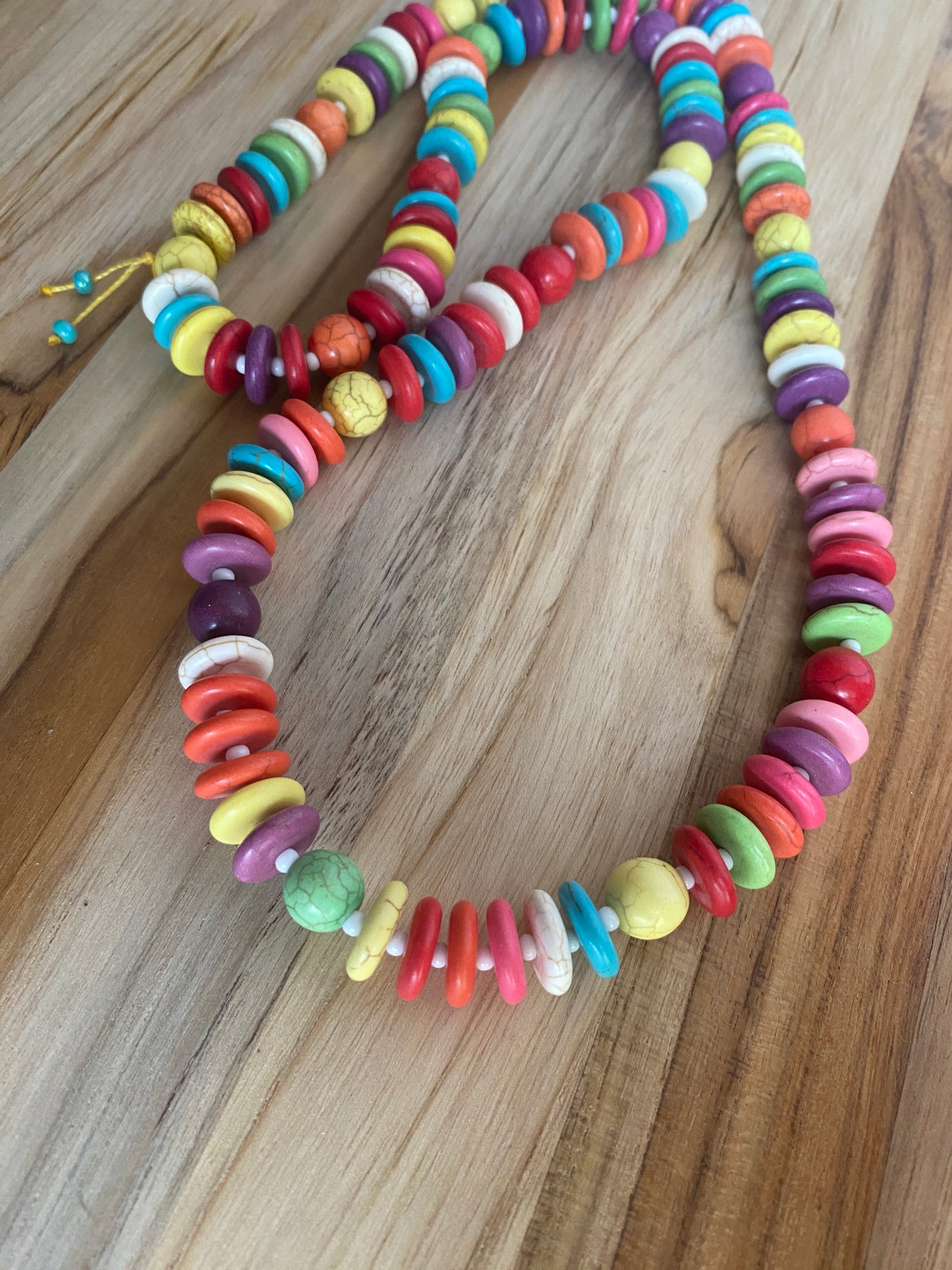 28" Long Multi Colored Rainbow Howlite Beaded Necklace - My Urban Gems