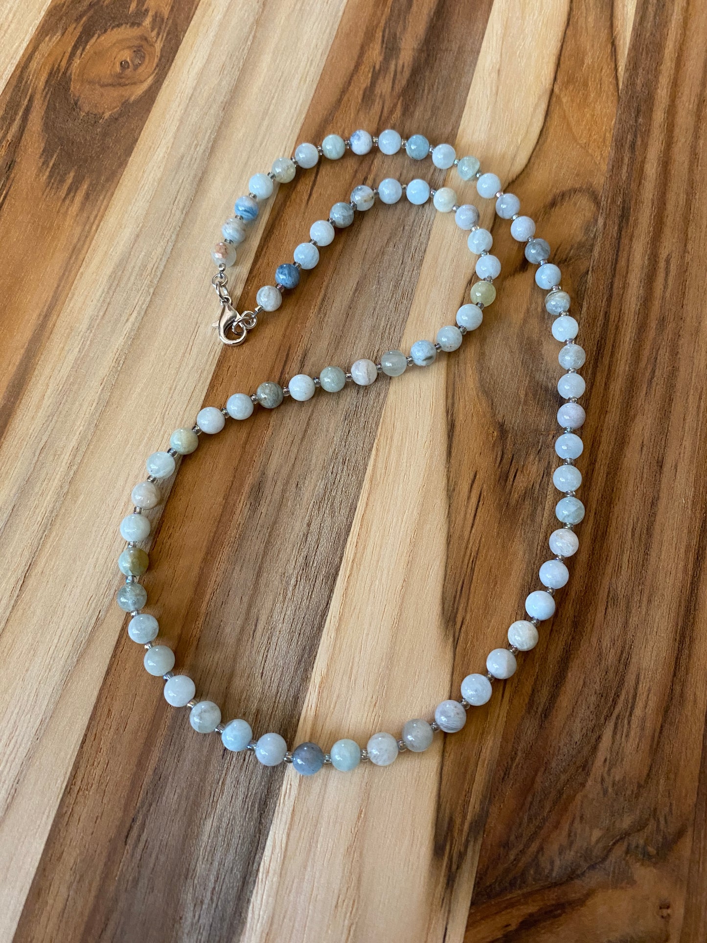 Dainty Aquamarine Beaded Necklace