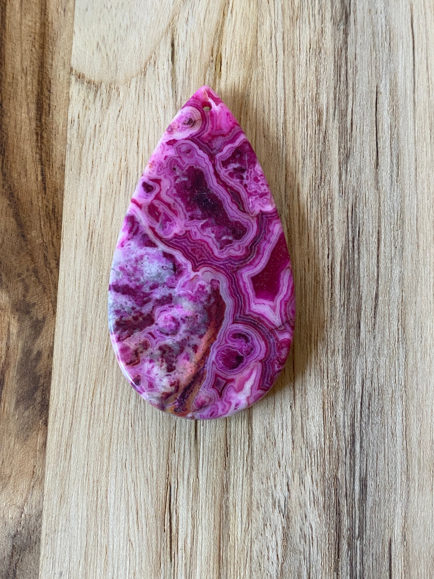 Large Crazy Lace Agate Pendant Bead Pink