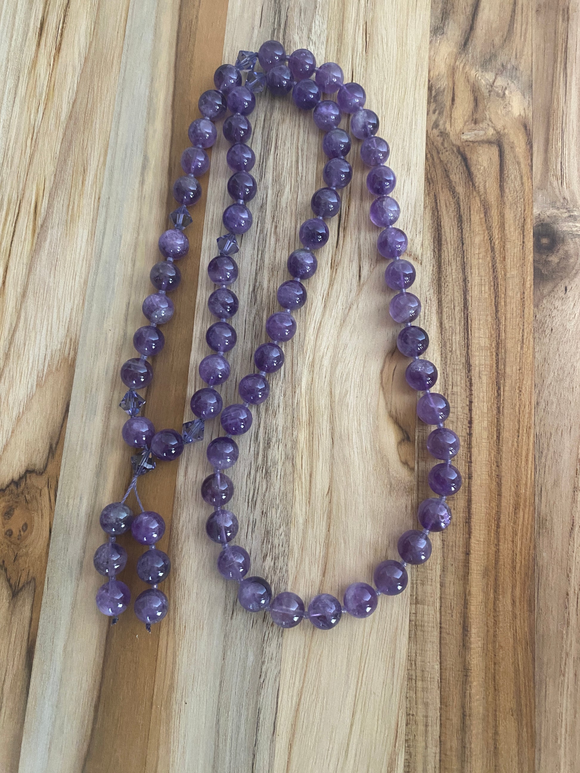 30" Long Amethyst and Crystal Beaded Necklace - My Urban Gems