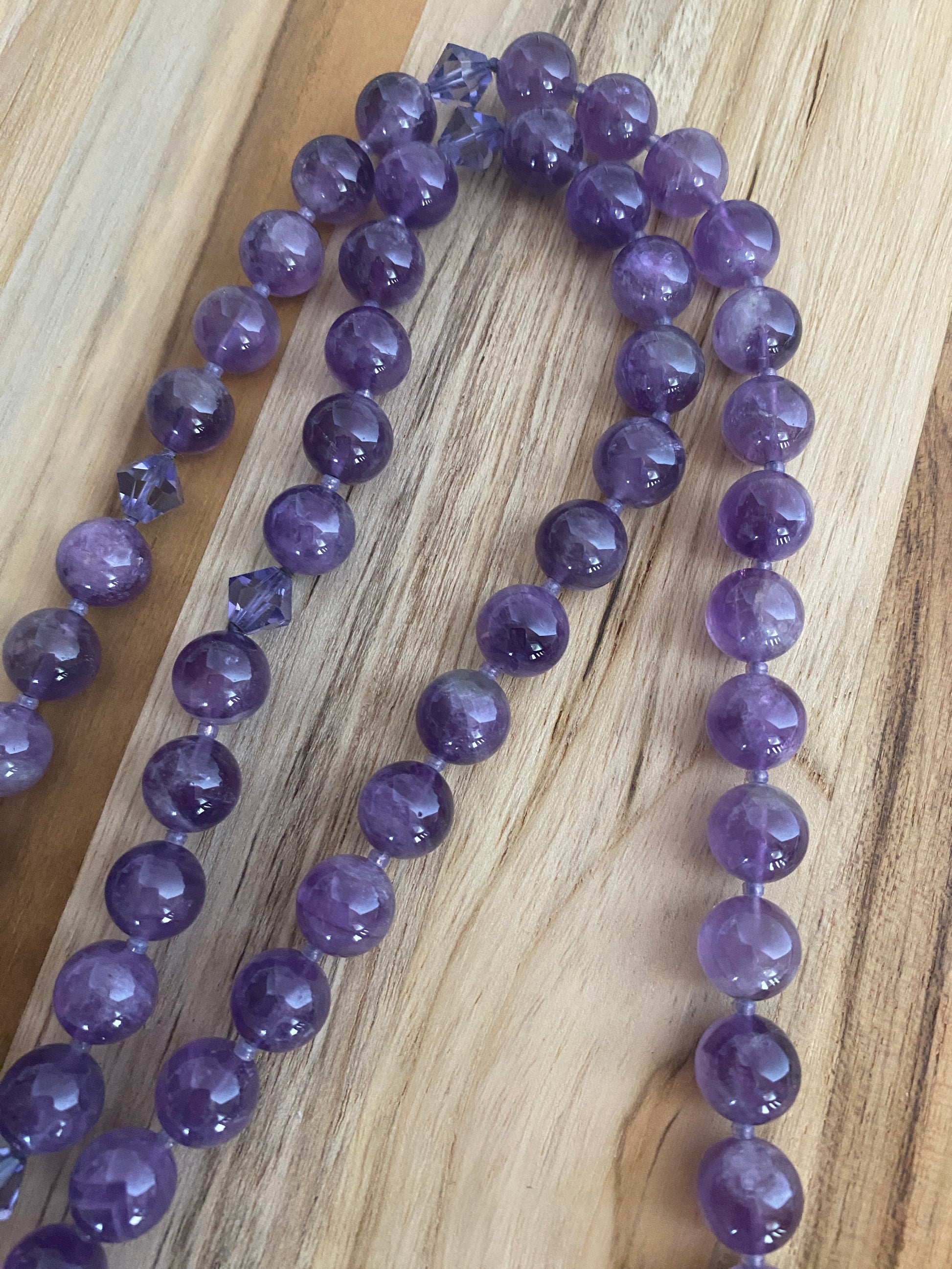 30" Long Amethyst and Crystal Beaded Necklace - My Urban Gems