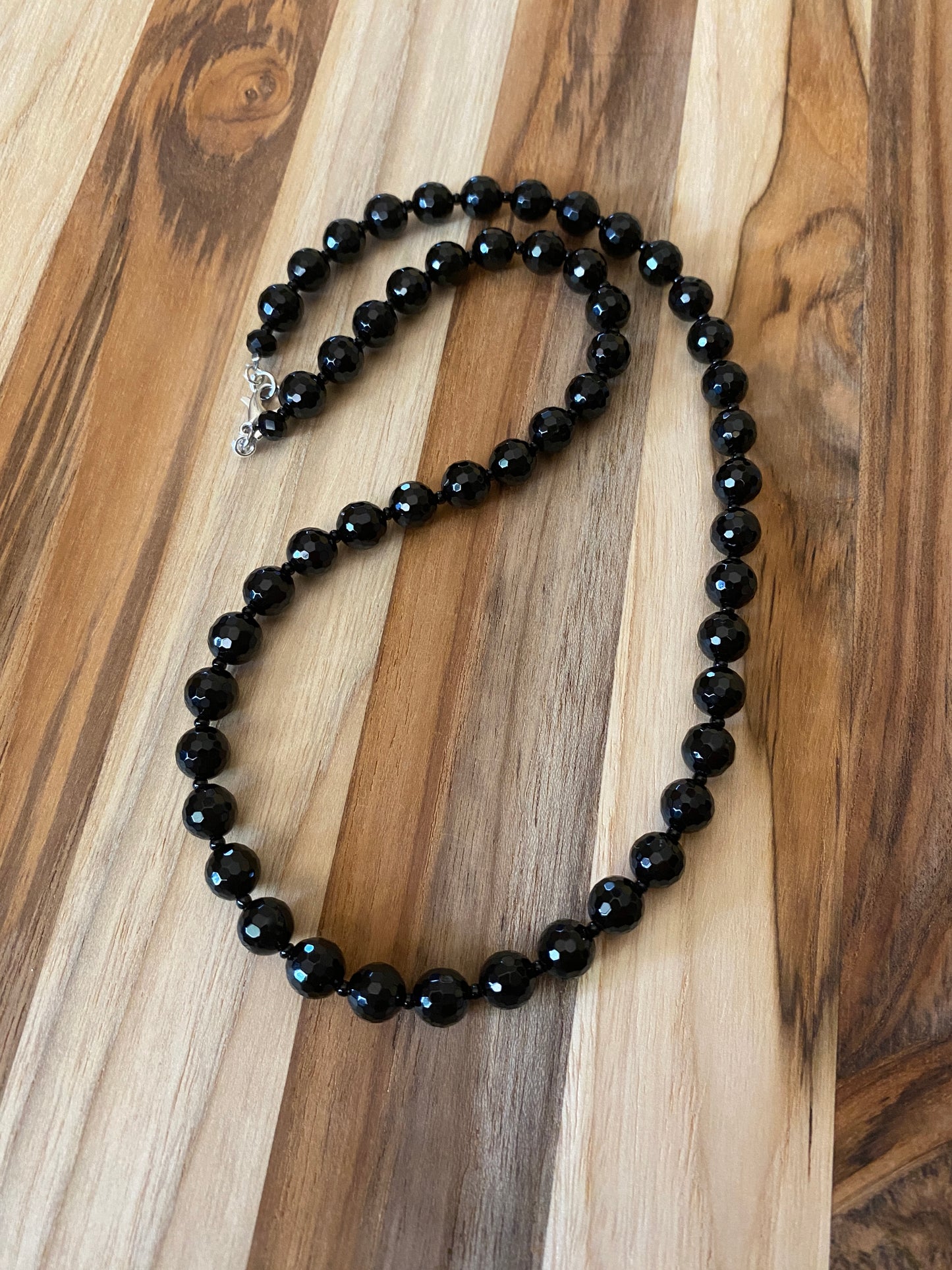 Multi Faceted Black Onyx Beaded Necklace