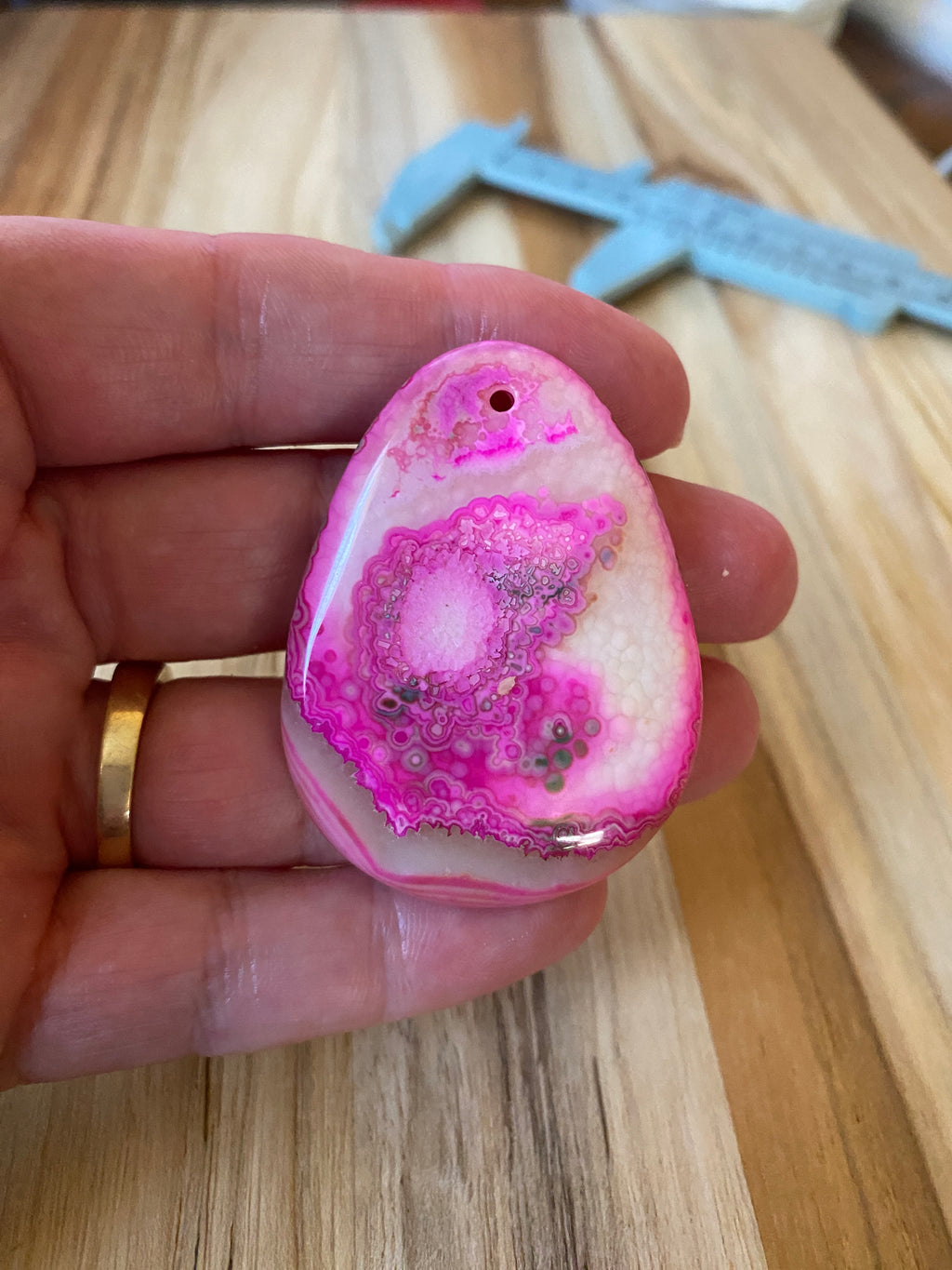 Pear Shape Agate Pendant Bead Pink