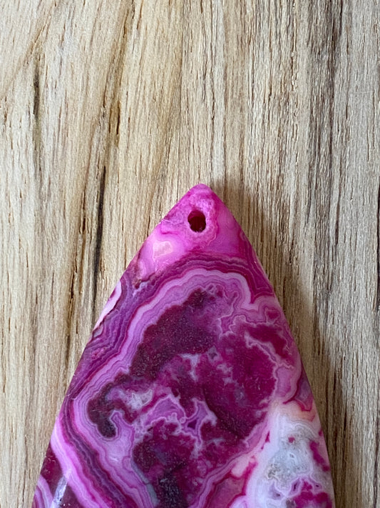 Large Crazy Lace Agate Pendant Bead Pink