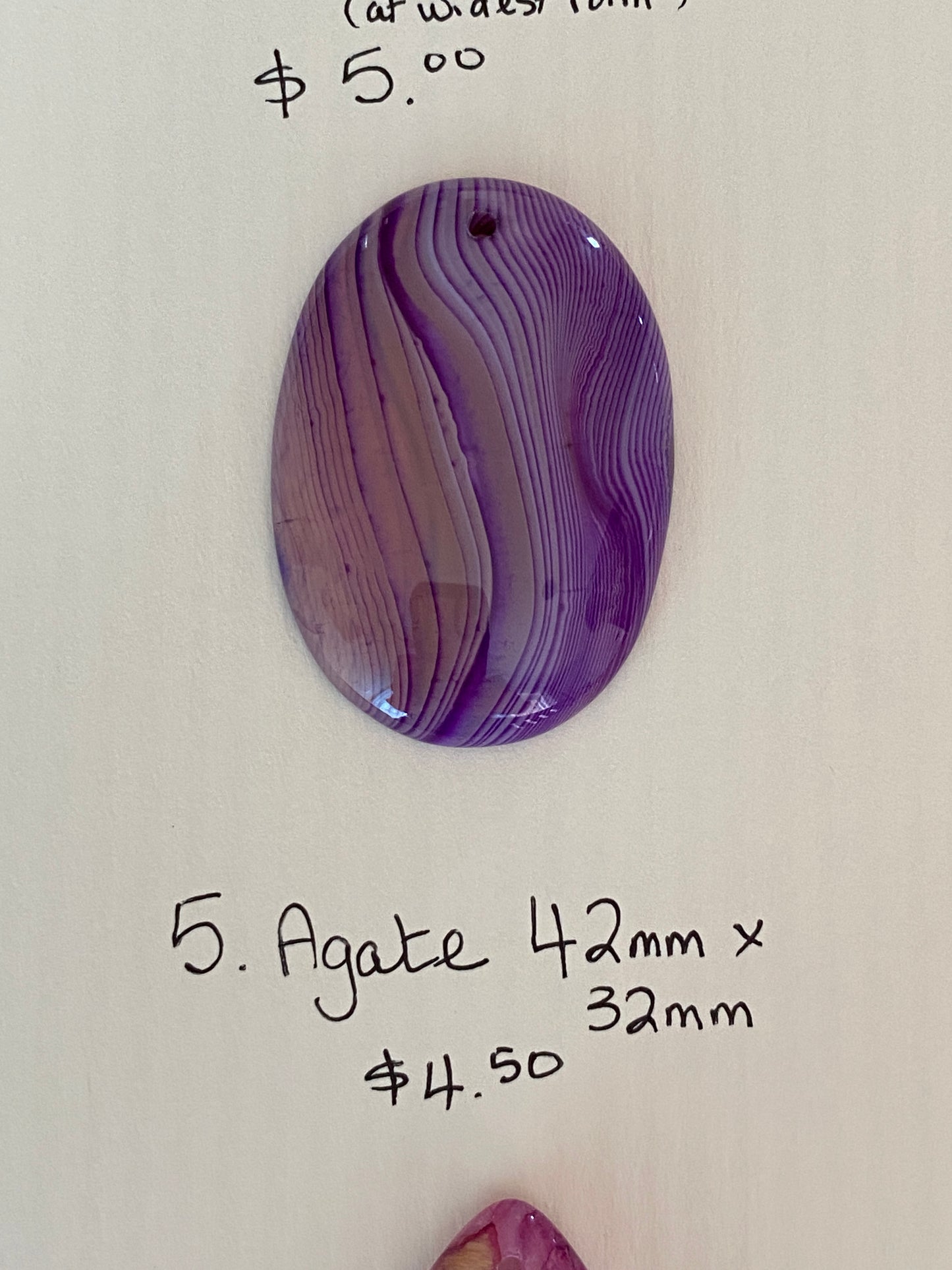 Oval Striped Agate Pendant Piece Purple