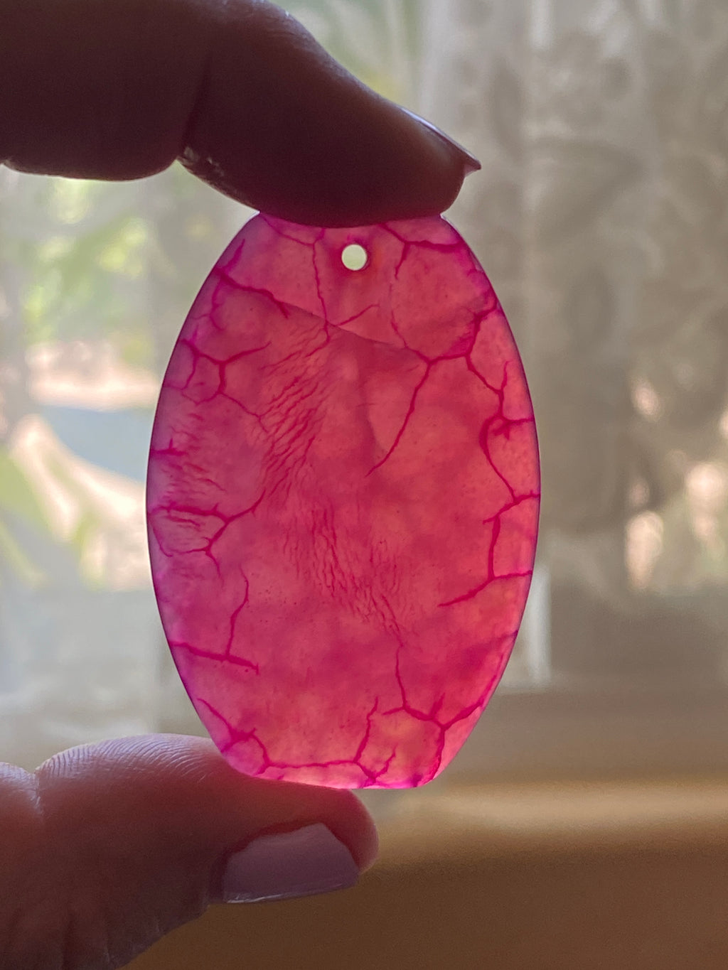 Barrel Shaped Dragon Vein Agate Pendant Bead Rose Pink