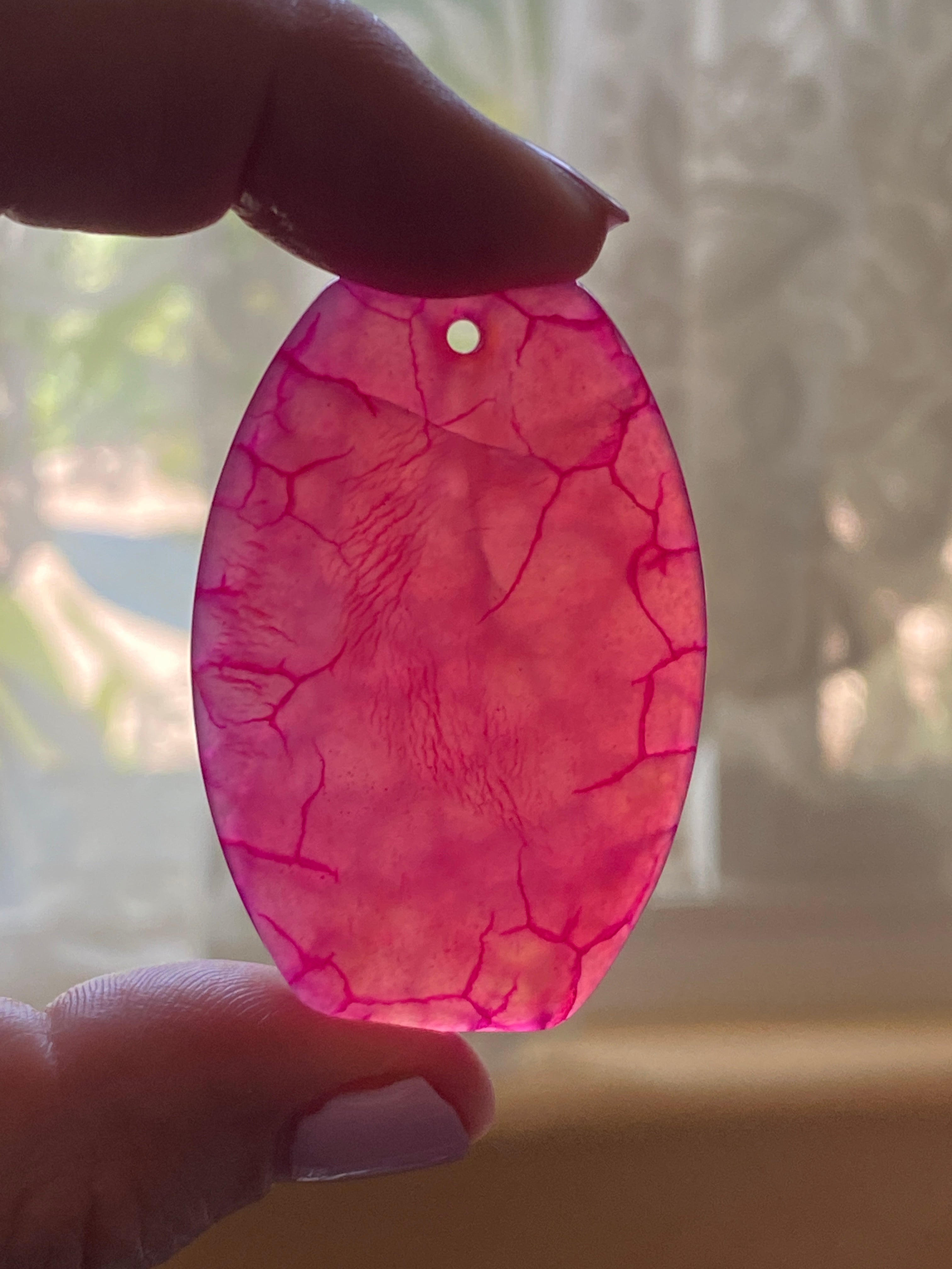 Barrel Shaped Dragon Vein Agate Pendant Bead Rose Pink