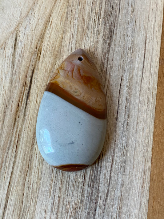 Teardrop Shaped Jasper Pendant Bead Grey Brown