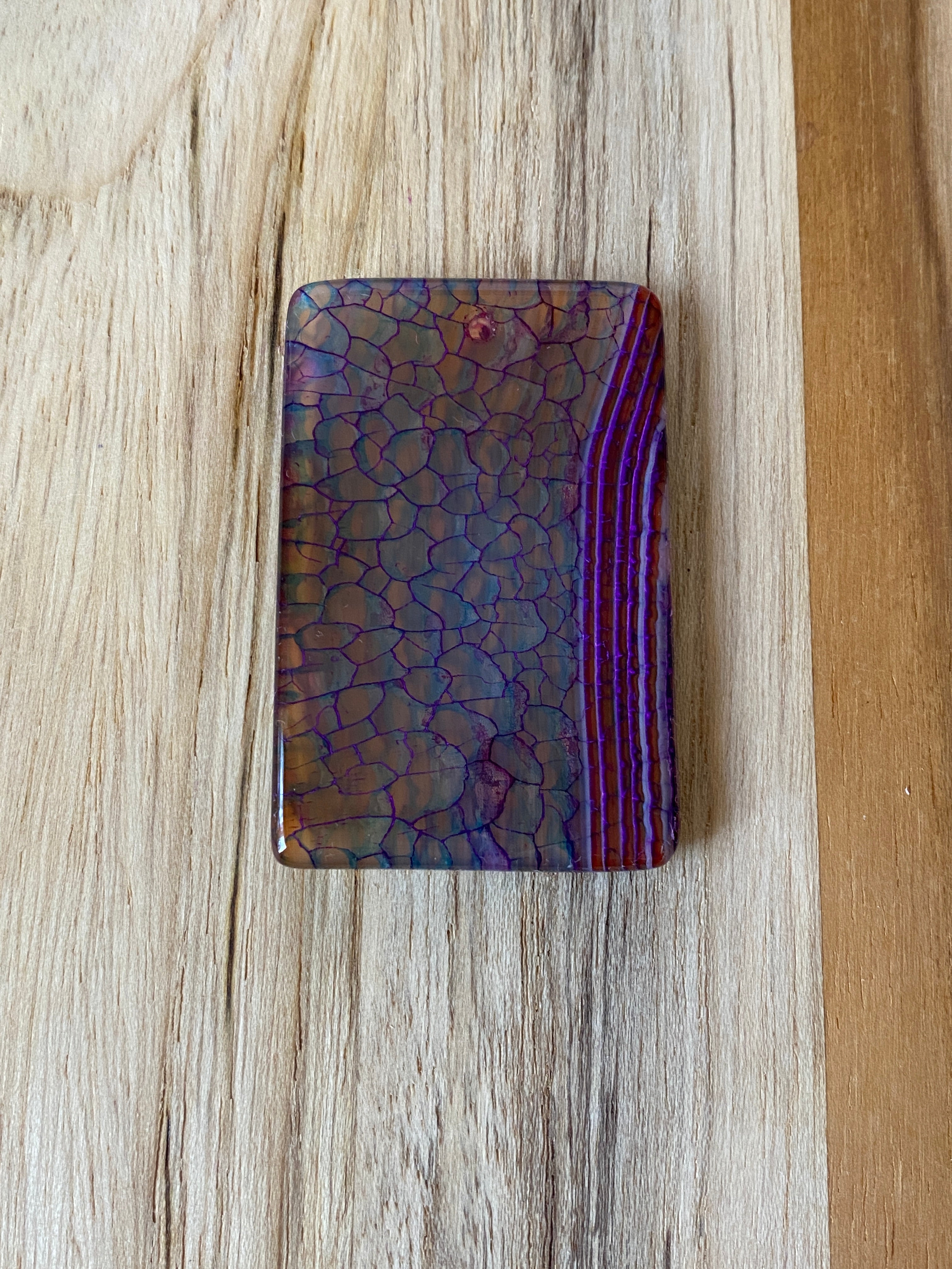 Large Oblong Dragon Vein Agate Pendant Bead Purple