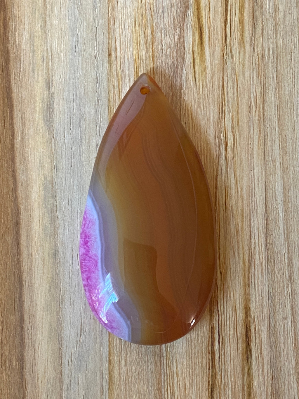 Teardrop Agate Pendant Bead Pink Brown