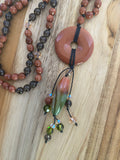 30" Goldstone, Smoky Quartz & Swarovski Crystal Donut Necklace - My Urban Gems