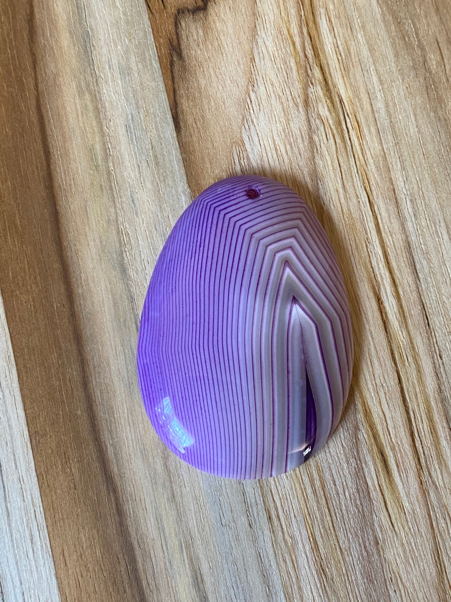 Oval Shaped Agate Pendant Bead Purple