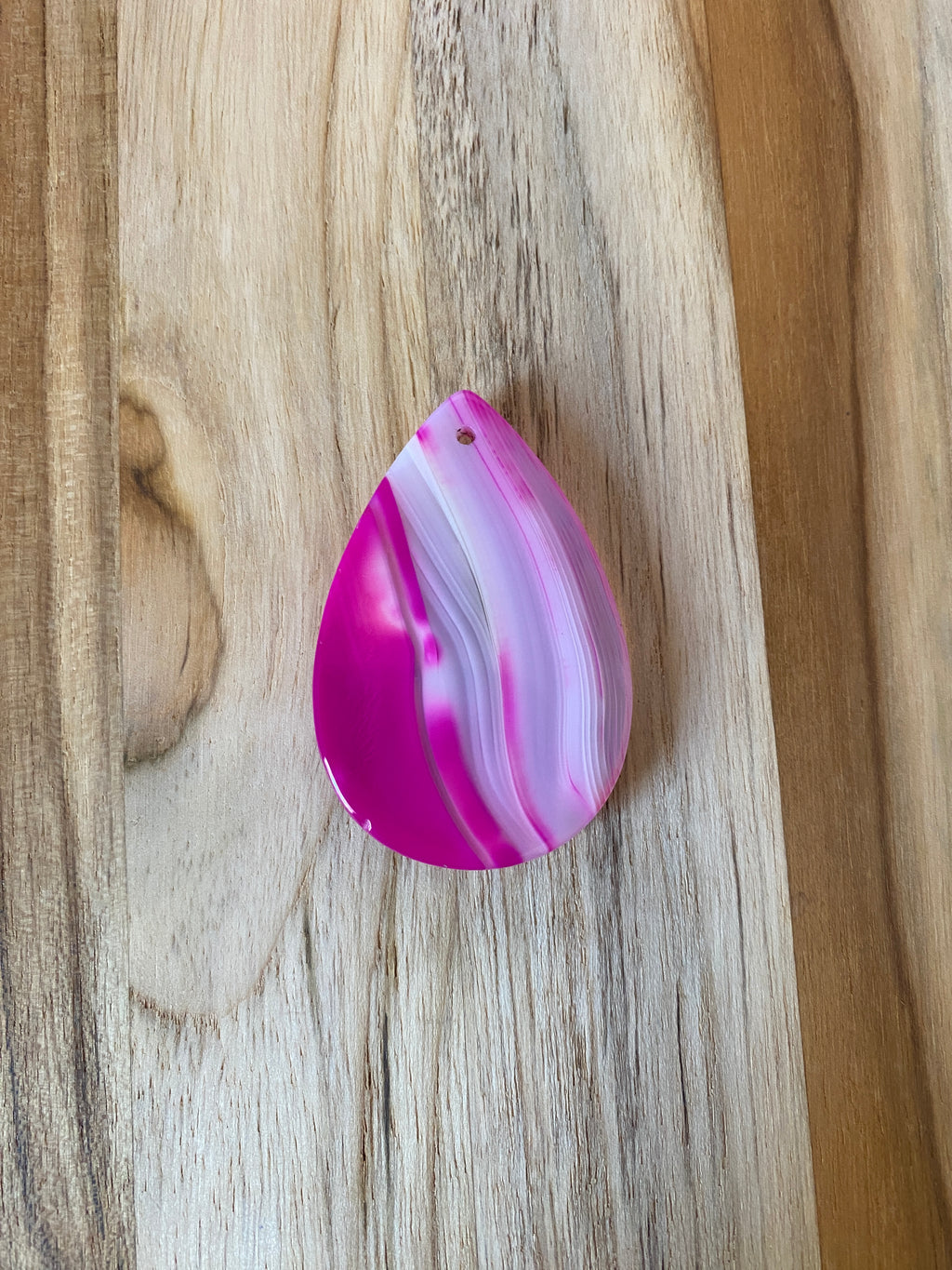 Teardrop Shaped Agate Pendant Bead Pink