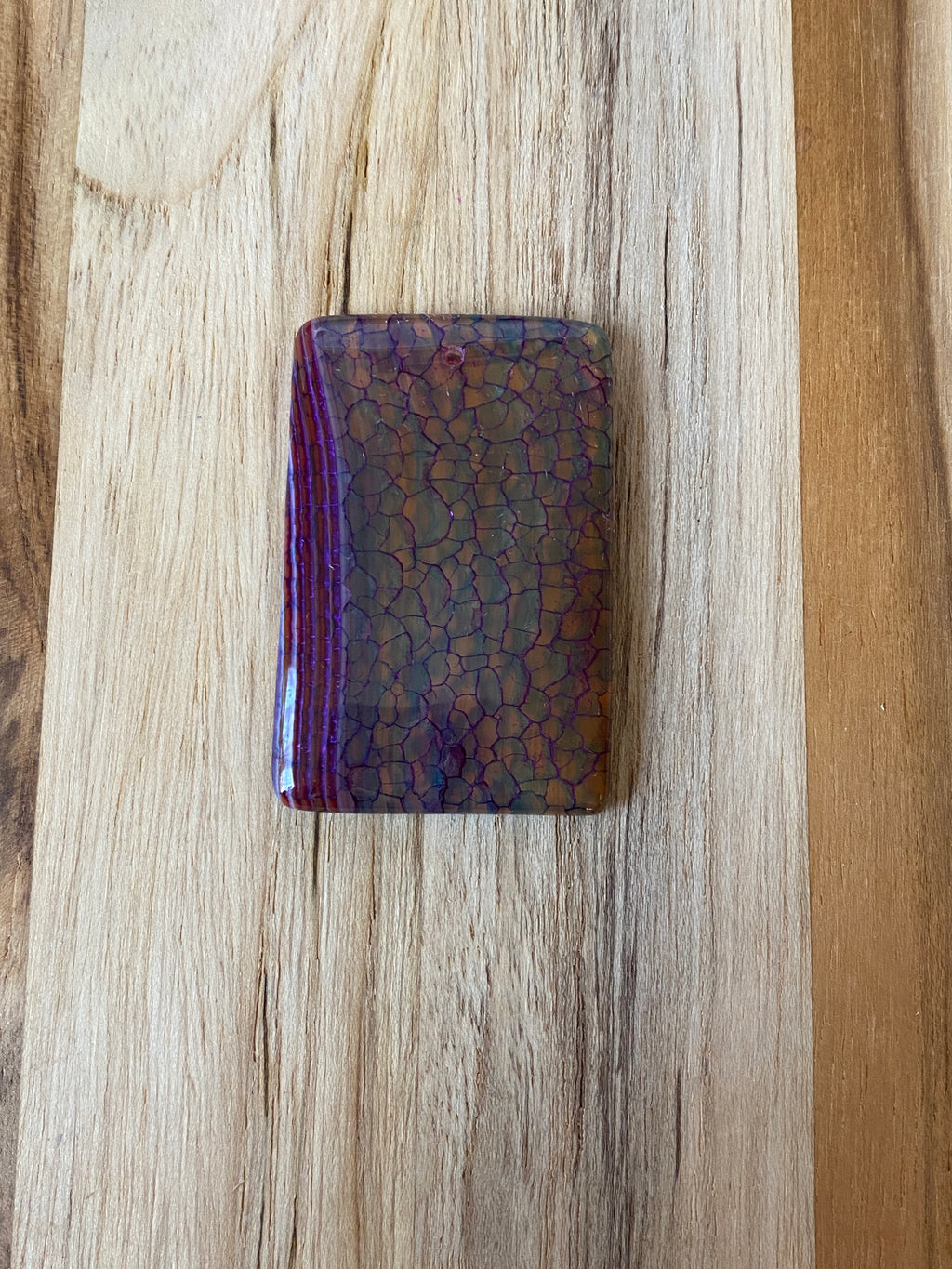 Large Oblong Dragon Vein Agate Pendant Bead Purple
