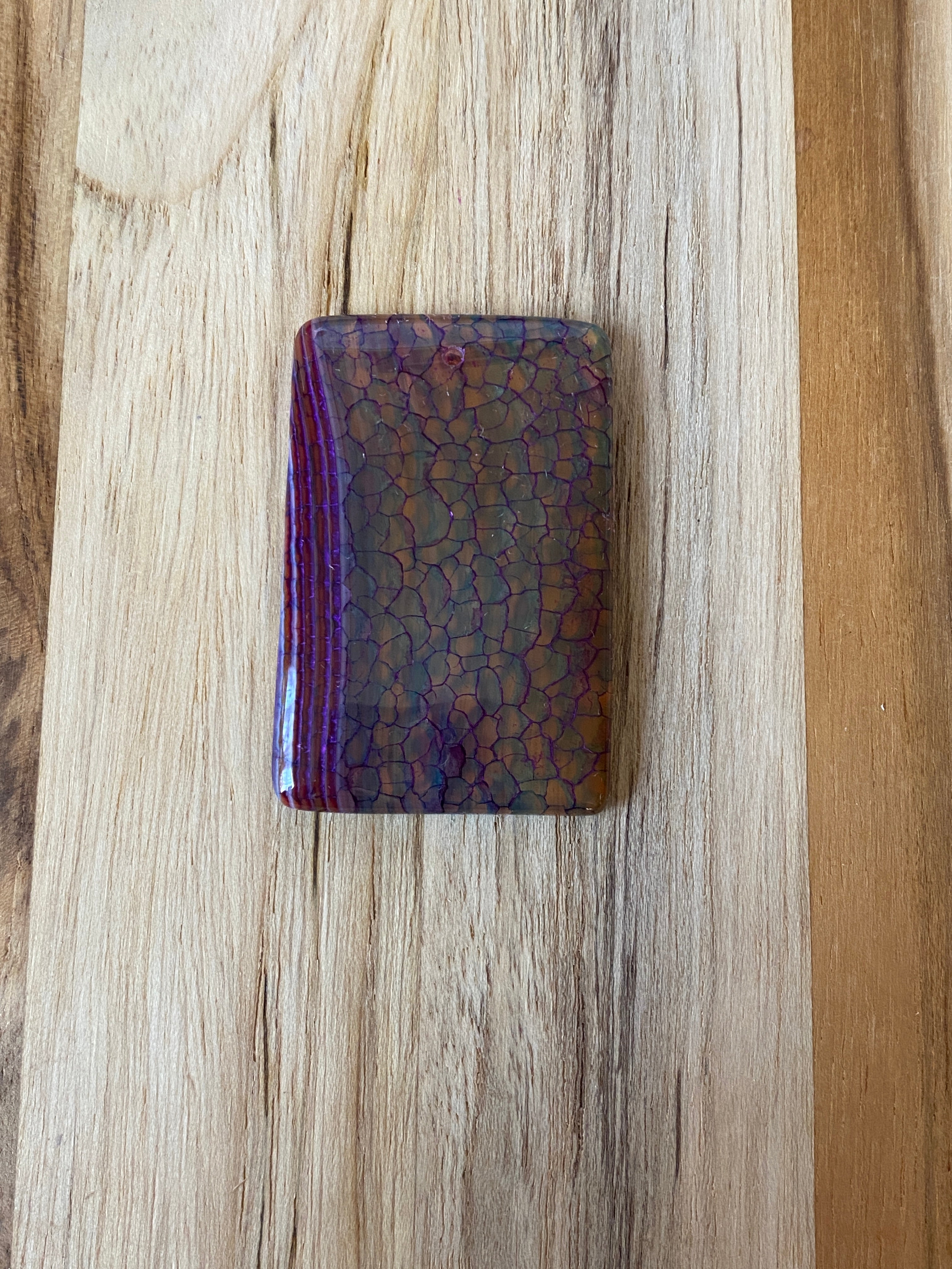 Large Oblong Dragon Vein Agate Pendant Bead Purple