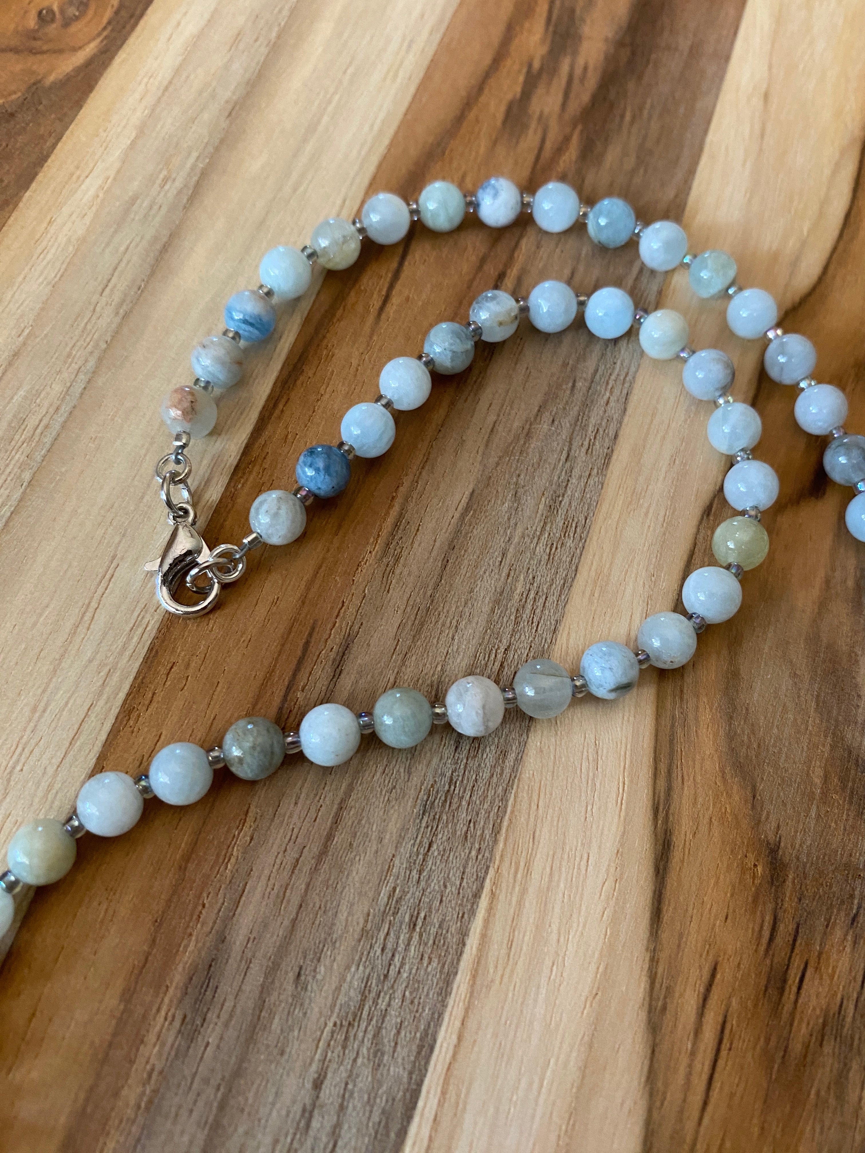 Dainty Aquamarine Beaded Necklace - My Urban Gems