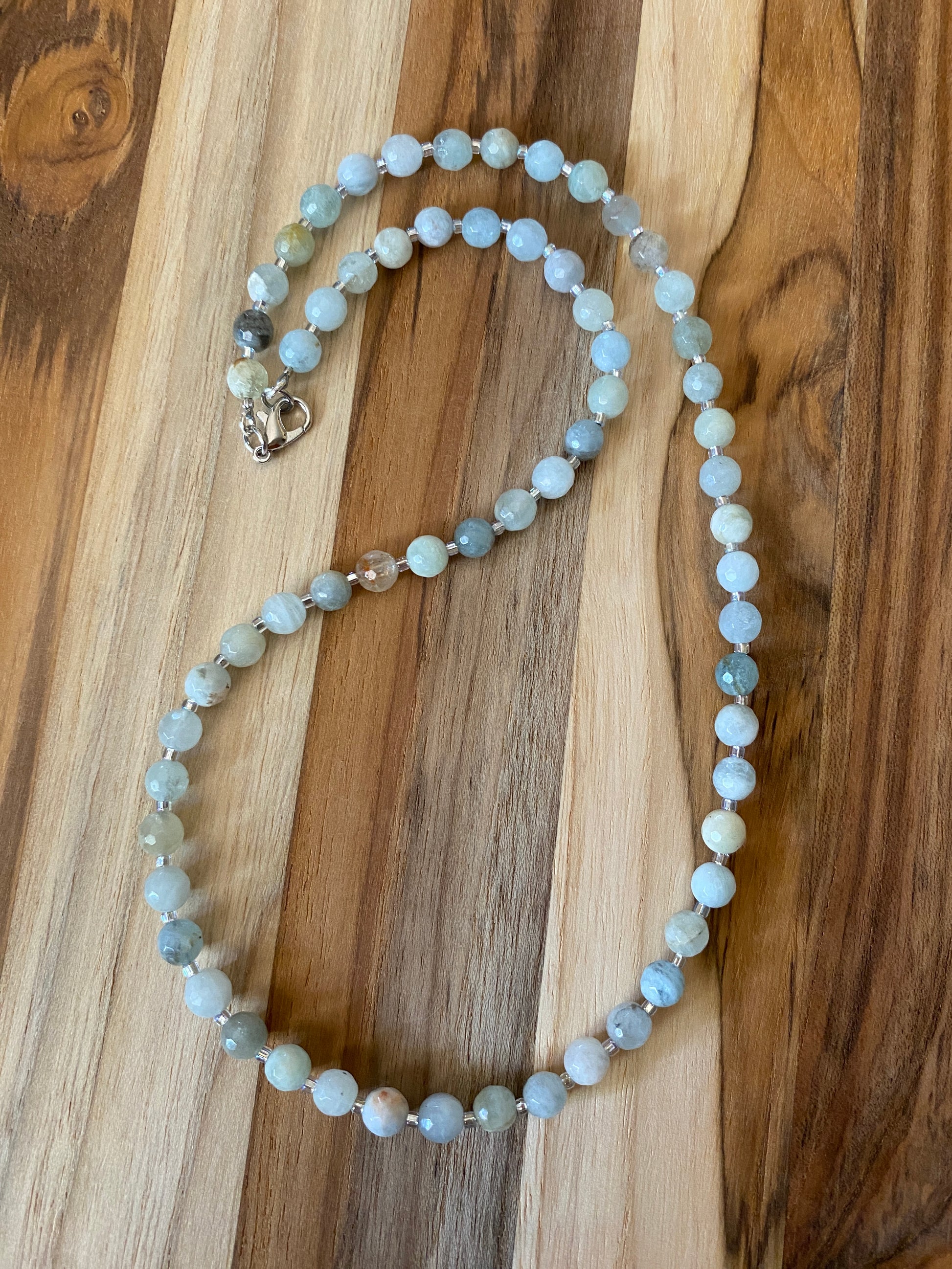 Dainty Faceted Aquamarine Beaded Necklace - My Urban Gems