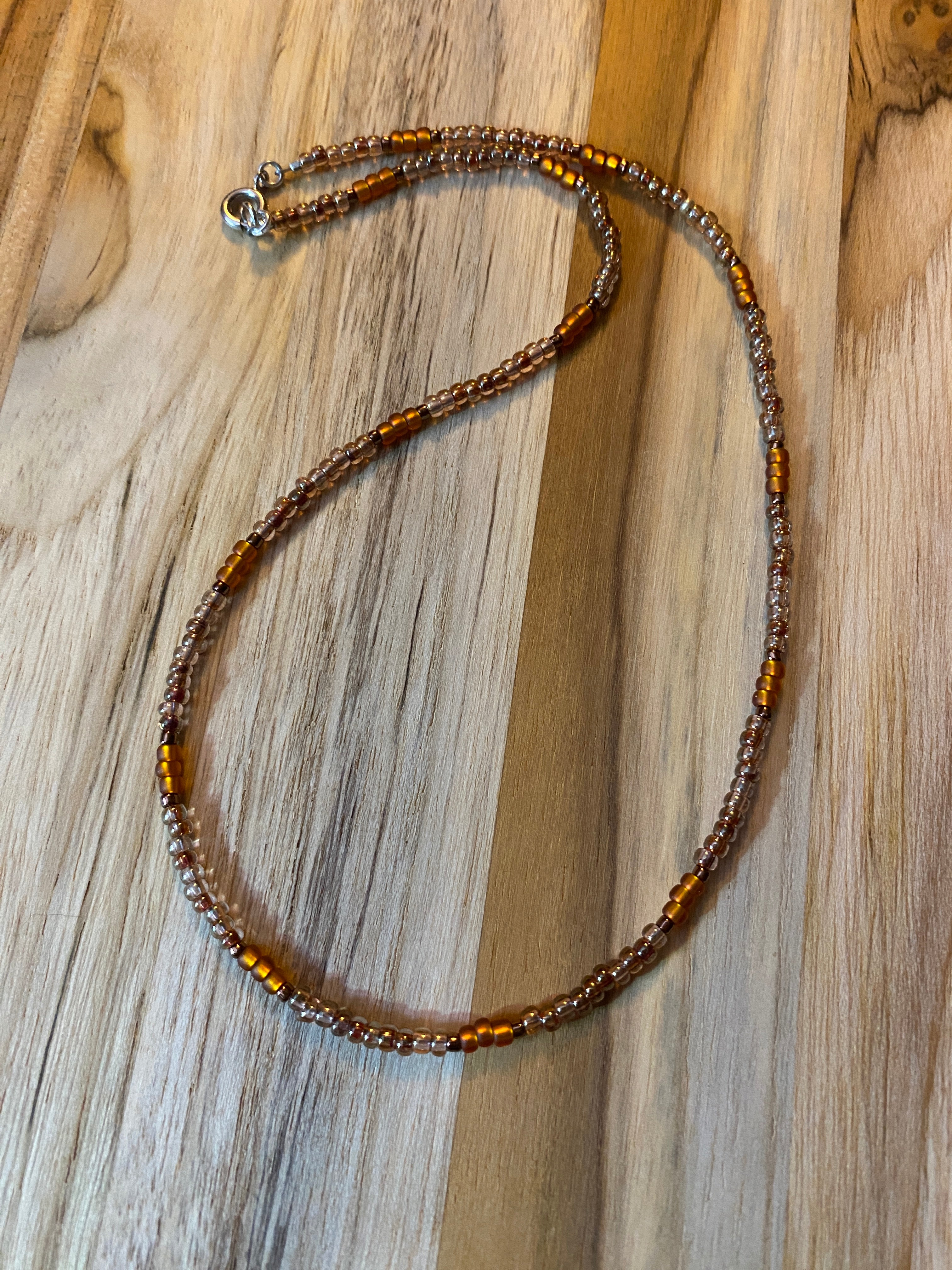 Dainty Minimalist Earthtone Seed Bead Beaded Necklace