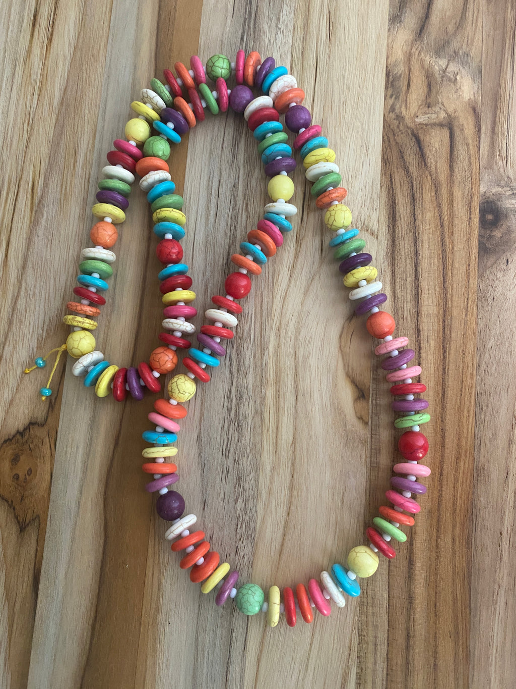 28" Long Multi Colored Rainbow Howlite Beaded Necklace - My Urban Gems
