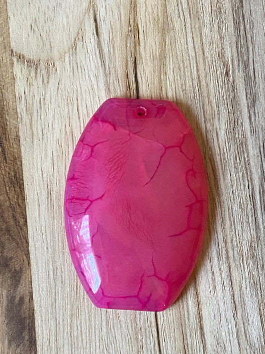 Barrel Shaped Dragon Vein Agate Pendant Bead Rose Pink